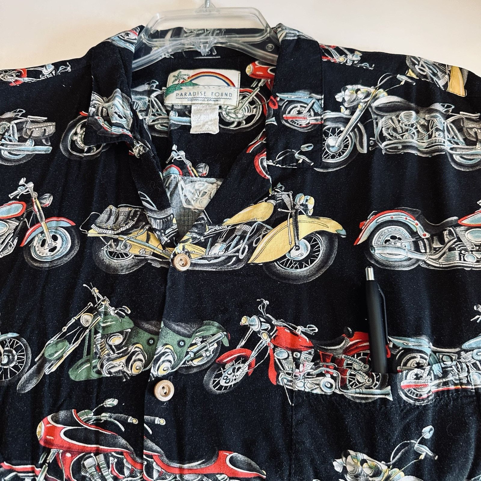 Paradise Found Paradise Found Hawaiian Shirt Blk w/Motorcycle XL Button VTG Size US XL / EU 56 / 4 - 11 Thumbnail