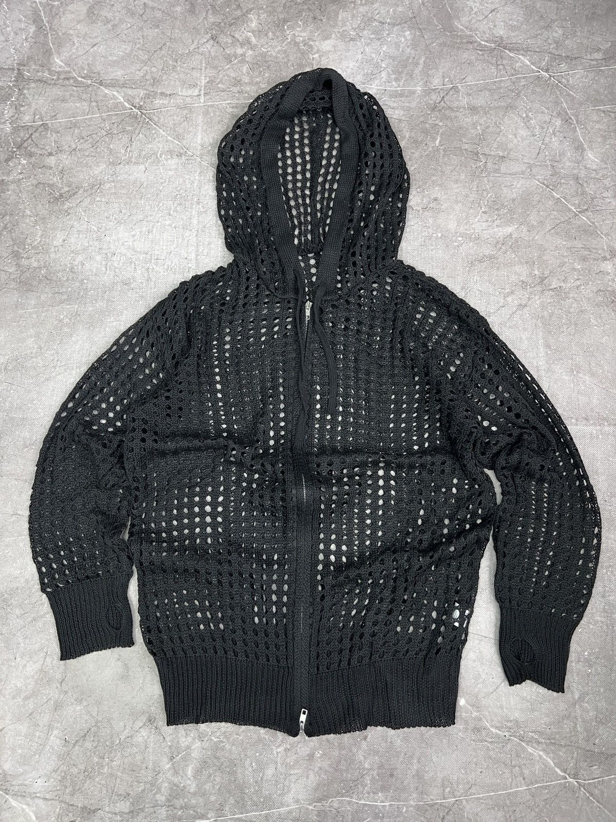 Le Grande Bleu (L.G.B.) Vintage Knitted Black mesh Hoodie LGB Y2K style japanese Size US M / EU 48-50 / 2 - 1 Thumbnail