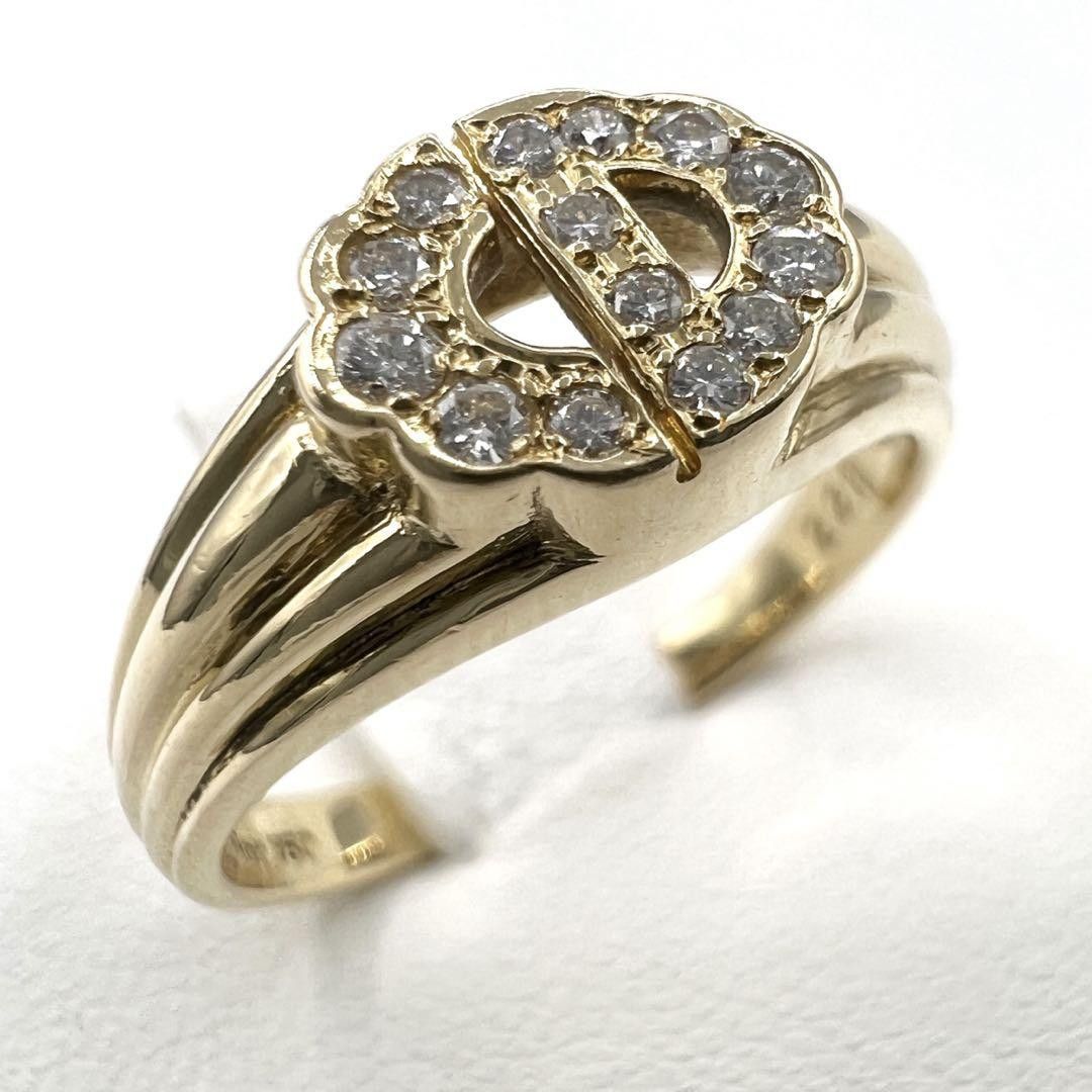 image of Dior 18K Diamond Logo Ring in Gold, Women's