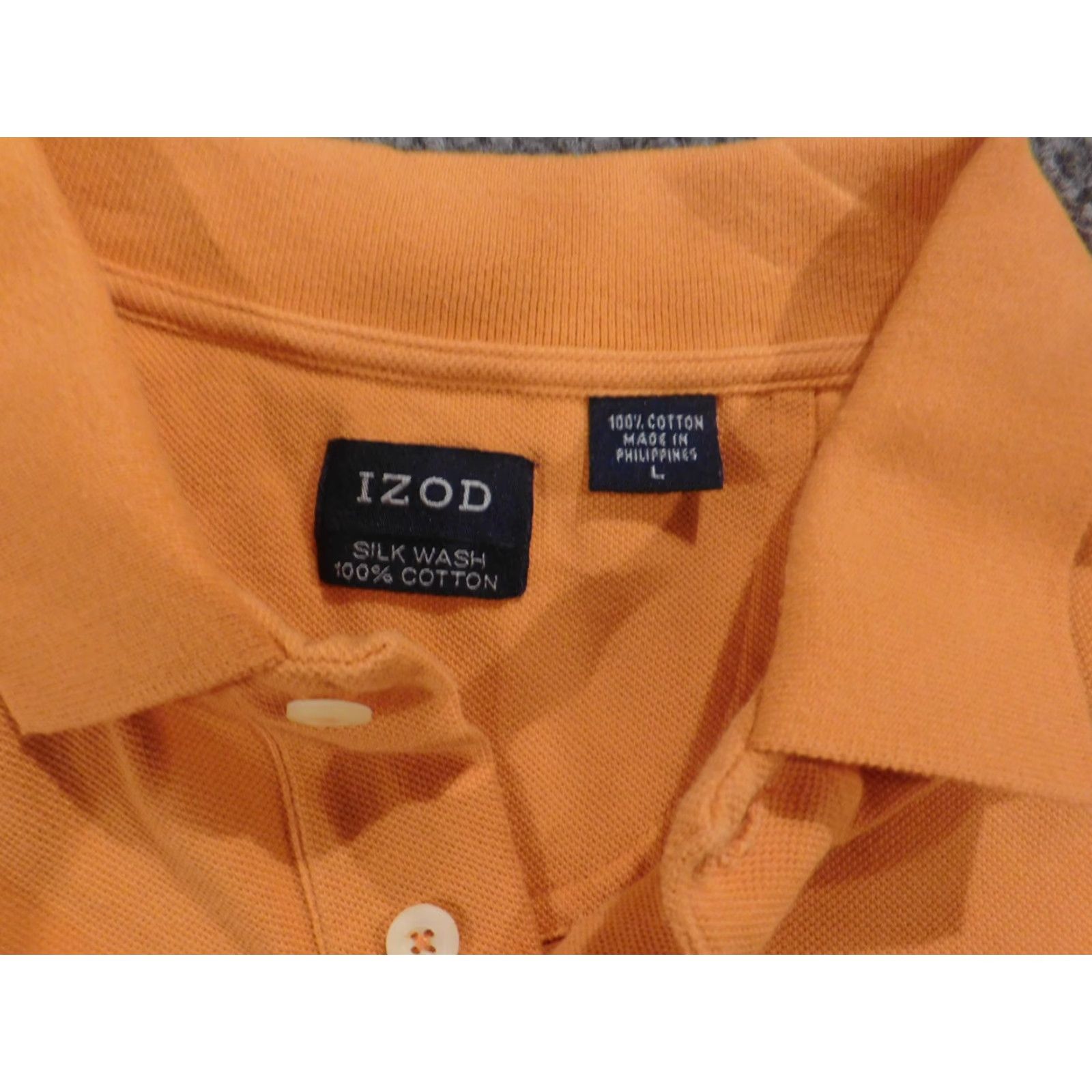 Izod IZOD Polo Shirt Mens L Orange Short Sleeve Collared Button Knit Cotton Classic Stretch Golf Regular Size US L / EU 52-54 / 3 - 4 Thumbnail