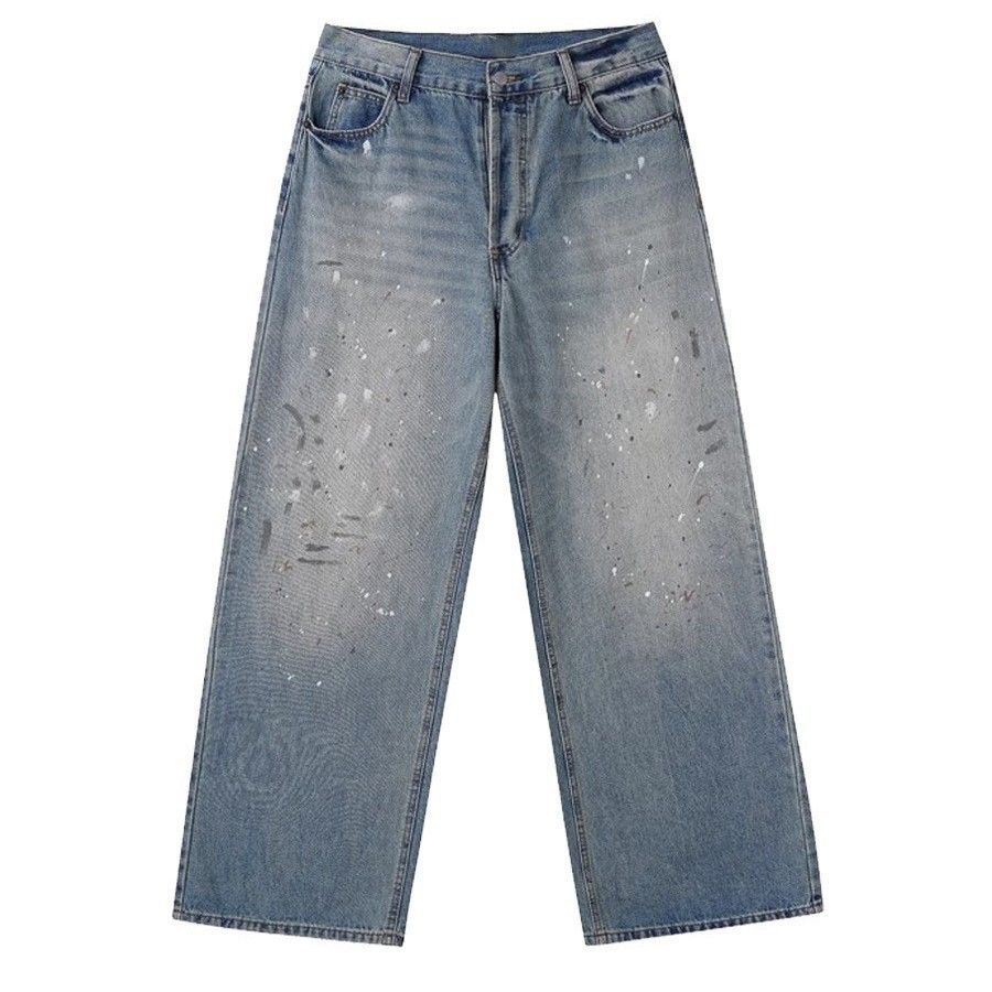 Japanese Brand American ink-splatter wash baggy wide-leg jeans for men Size US 32 / EU 48 - 4 Thumbnail
