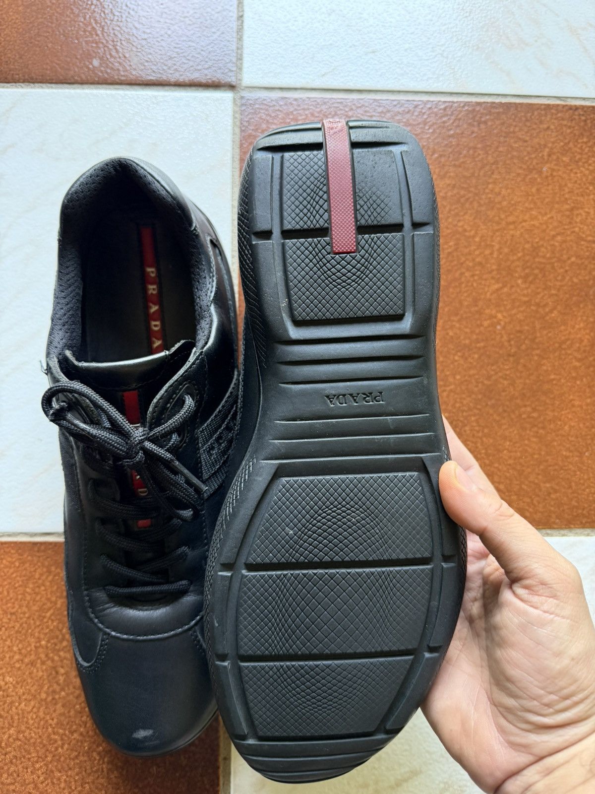 Prada Americas Cup OG All Black Leather Size US 10 / EU 43 - 5 Thumbnail