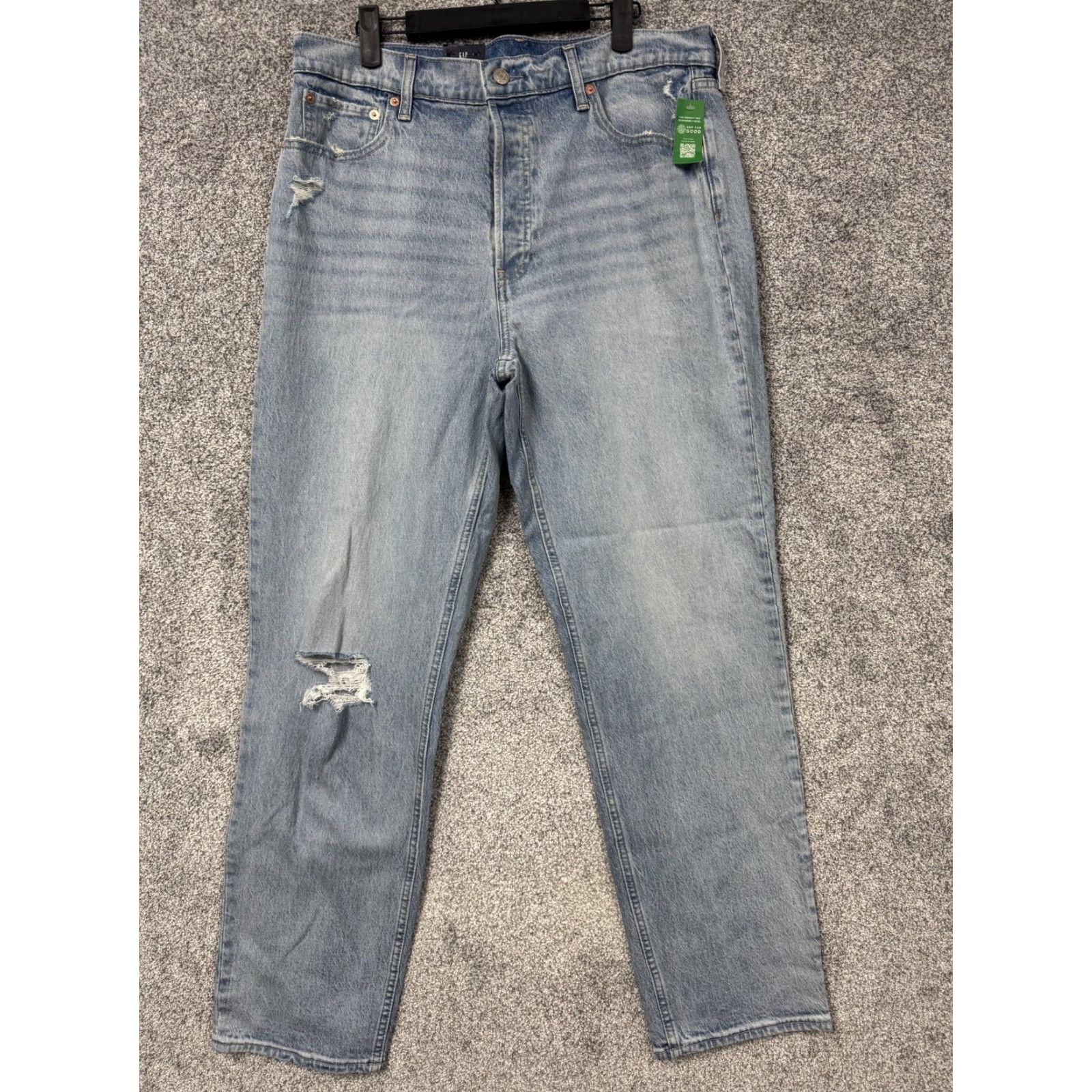 Gap VINTAGE Gap Cheeky Straight High Rise Jeans Womens 14 Tall Blue Distressed Light Wash Size 36" / US 14 / IT 50 - 2 Thumbnail