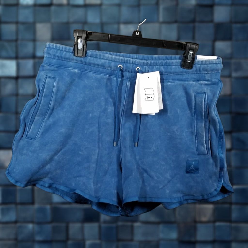 Nike Air Jordan Women's Fleece Shorts Athletic Casual 80s 90s Logo Large Blue