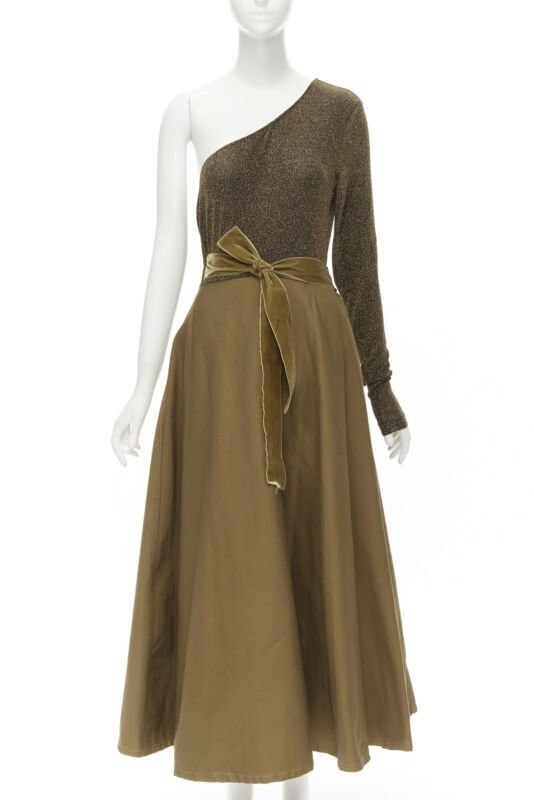 Other ARTCLUB Casa Miller gold lurex brown cotton twill wrap maxi dress M Size M / US 6-8 / IT 42-44 - 1 Thumbnail