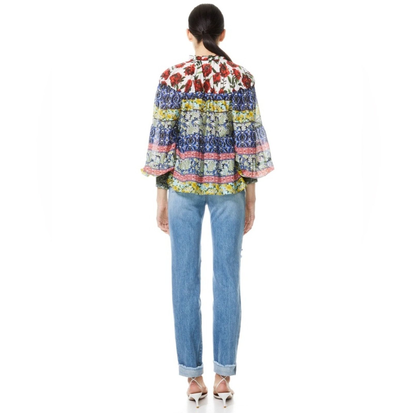 Alice + Olivia Alice + Olivia Marlyn Tie Neck Button Down Blouse sz XL Size XL / US 12-14 / IT 48-50 - 10 Thumbnail