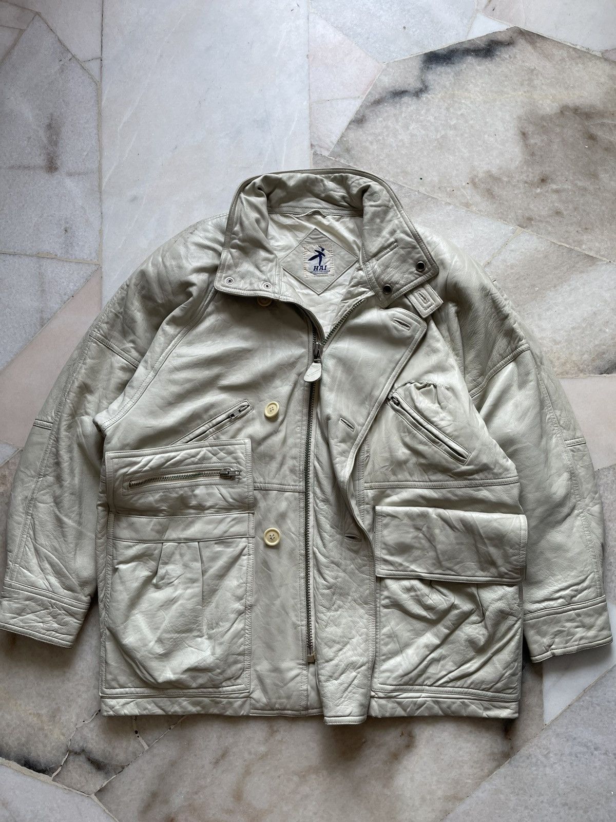 Hai Sporting Gear 80s Hai Sporting Gear Multipocket Leather Jacket Size US XL / EU 56 / 4 - 10 Thumbnail