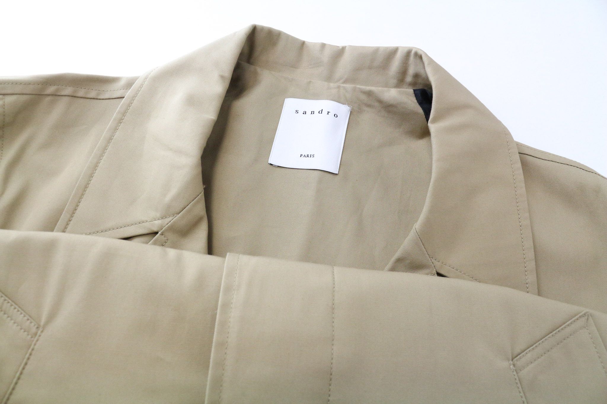 Sandro L Beige Cotton Buttoned Mid-Length Trench Coat 75653 Size US L / EU 52-54 / 3 - 3 Thumbnail