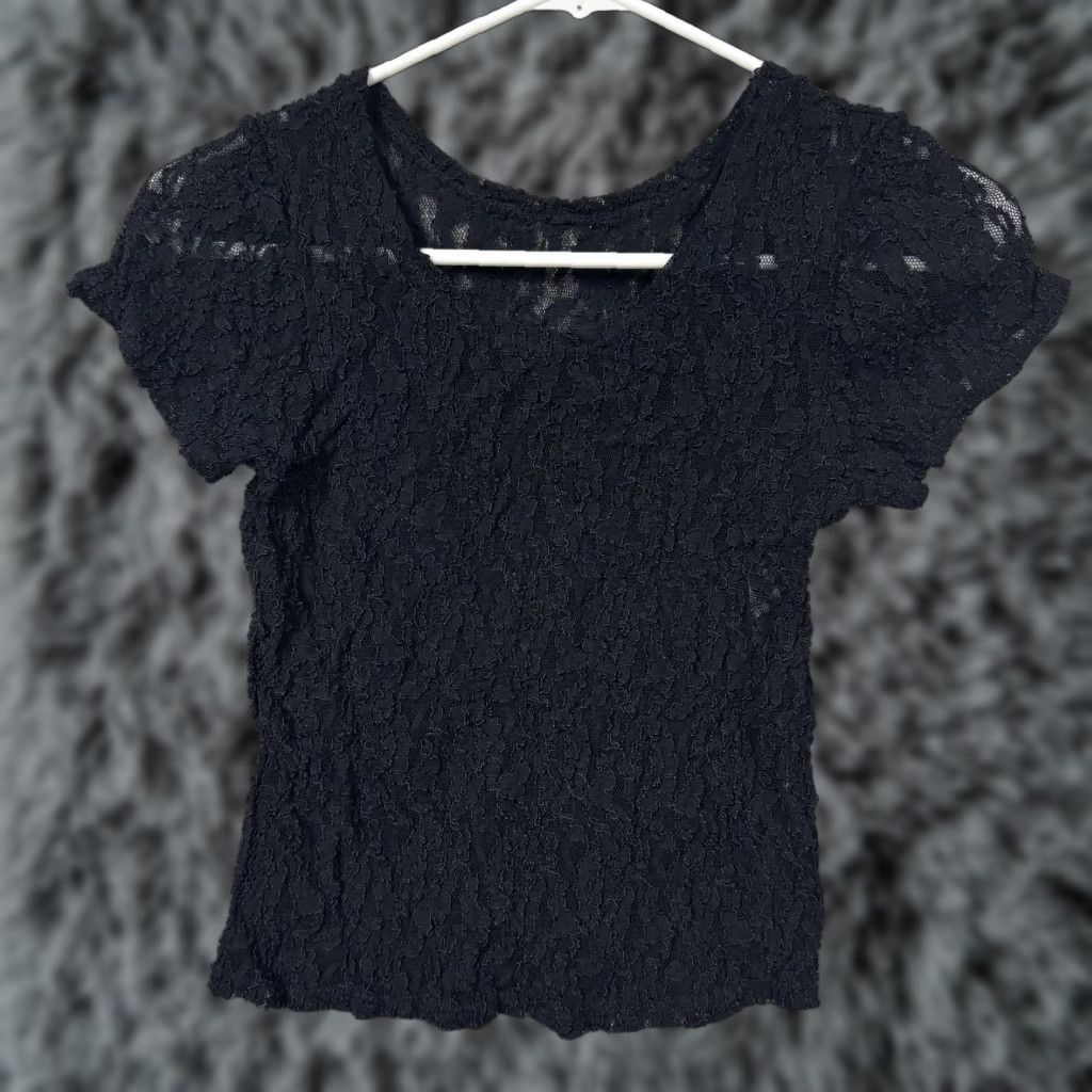 Vintage VINTAGE Nan Flower Blouse Short Sleeve Black Lace Top 90s Gothic Romantic Sheer M Womens Size M / US 6-8 / IT 42-44 - 1 Thumbnail