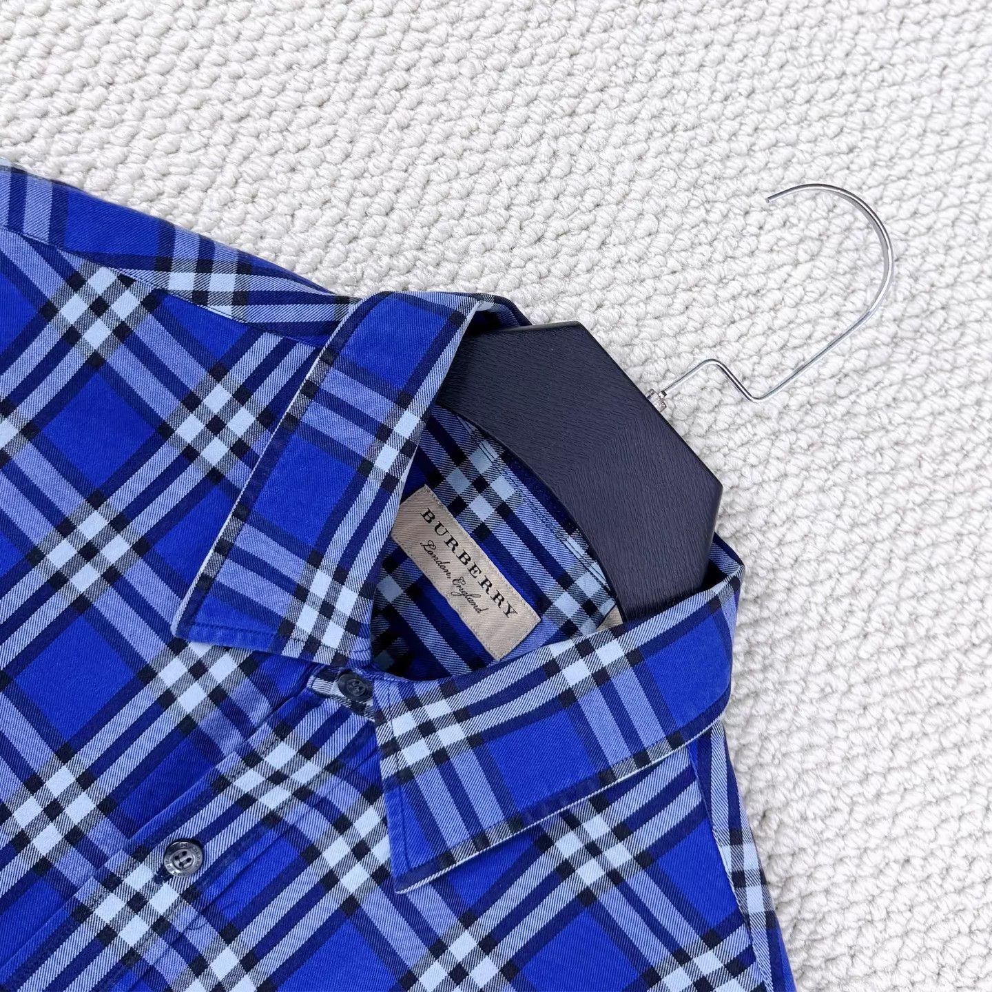Burberry Burberry Blue Gray Check Overshirt Unisex L 99 New Size US L / EU 52-54 / 3 - 3 Thumbnail