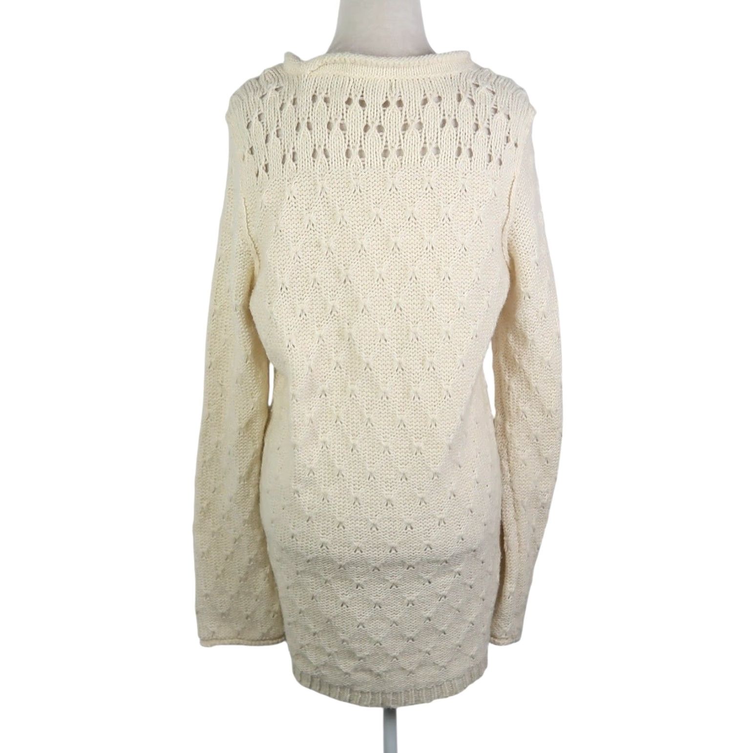 Eddie Bauer Eddie Bauer Cream Lambswool Pointelle Knit Pullover Sweater M Women Long Sleeve Pullover Wool Knit Casual Fall Winter Cream Size M / US 6-8 / IT 42-44 - 4 Thumbnail