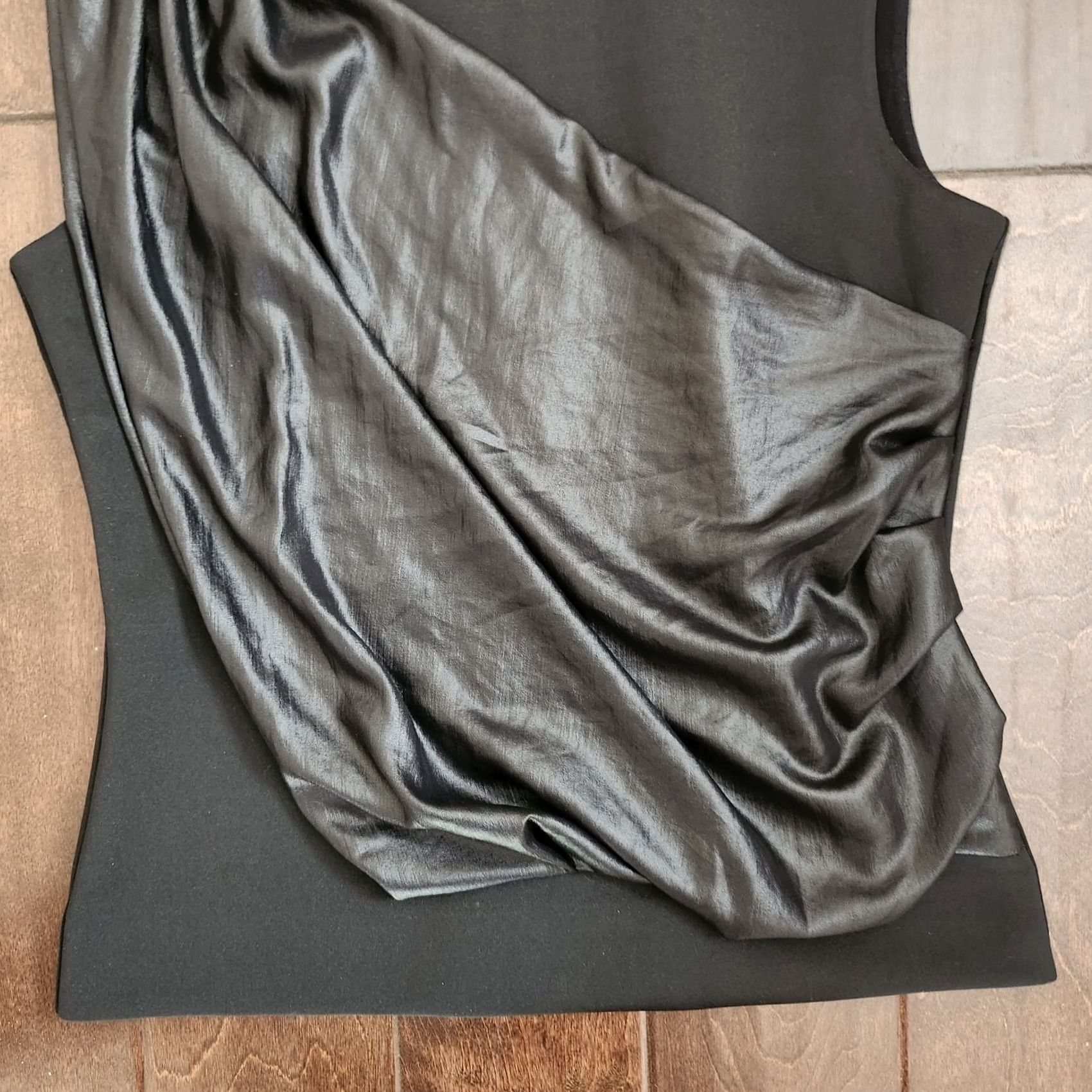 Vintage TROUVE Black Front Drape Sleeveless Top Back Zipper - Size M - Women's Blouse, Polyester Spandex, Regular Fit, Black Size M / US 6-8 / IT 42-44 - 3 Thumbnail