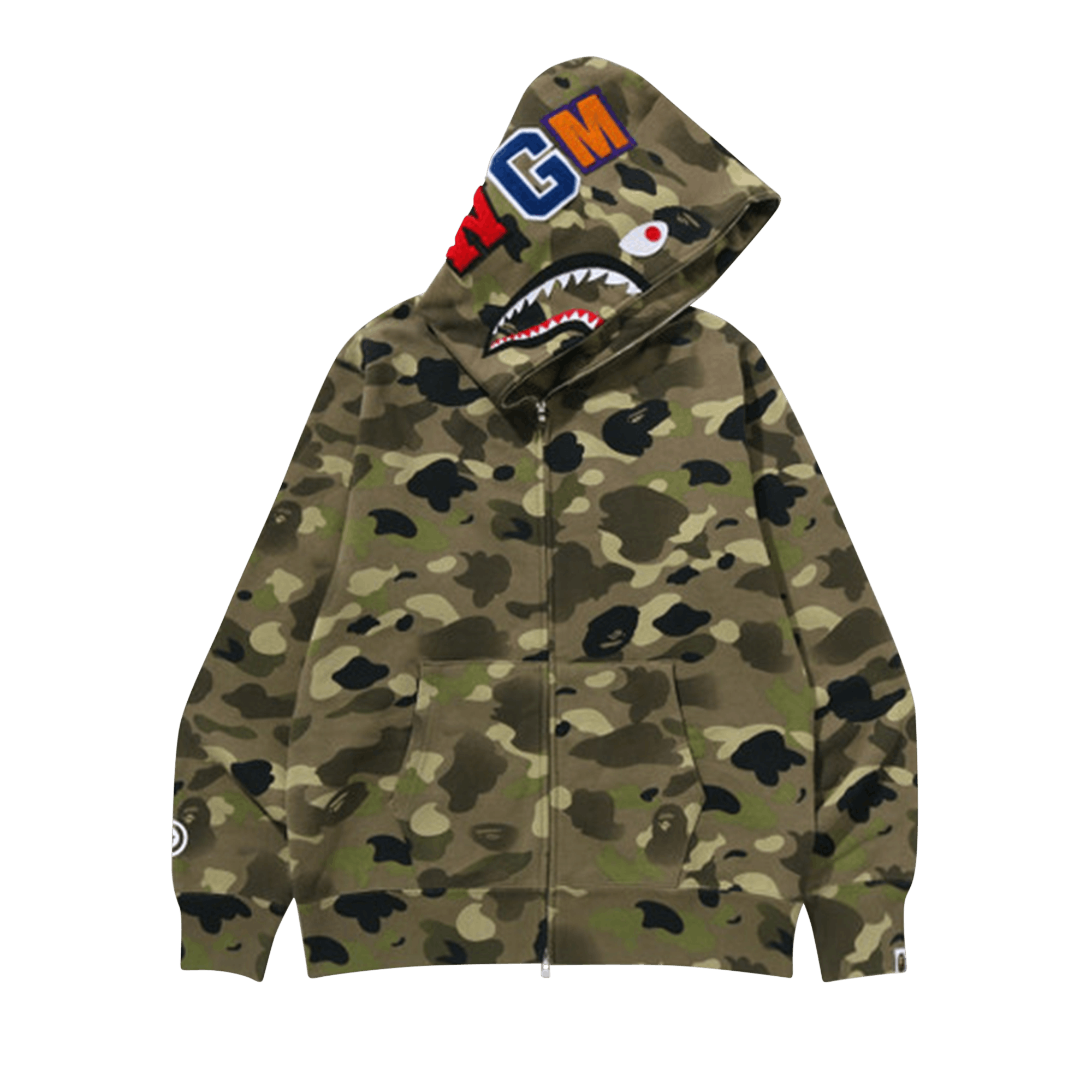 Bape Bape ABC Camo Hello Kitty Shark Zip Up Hoodie Green Size XL