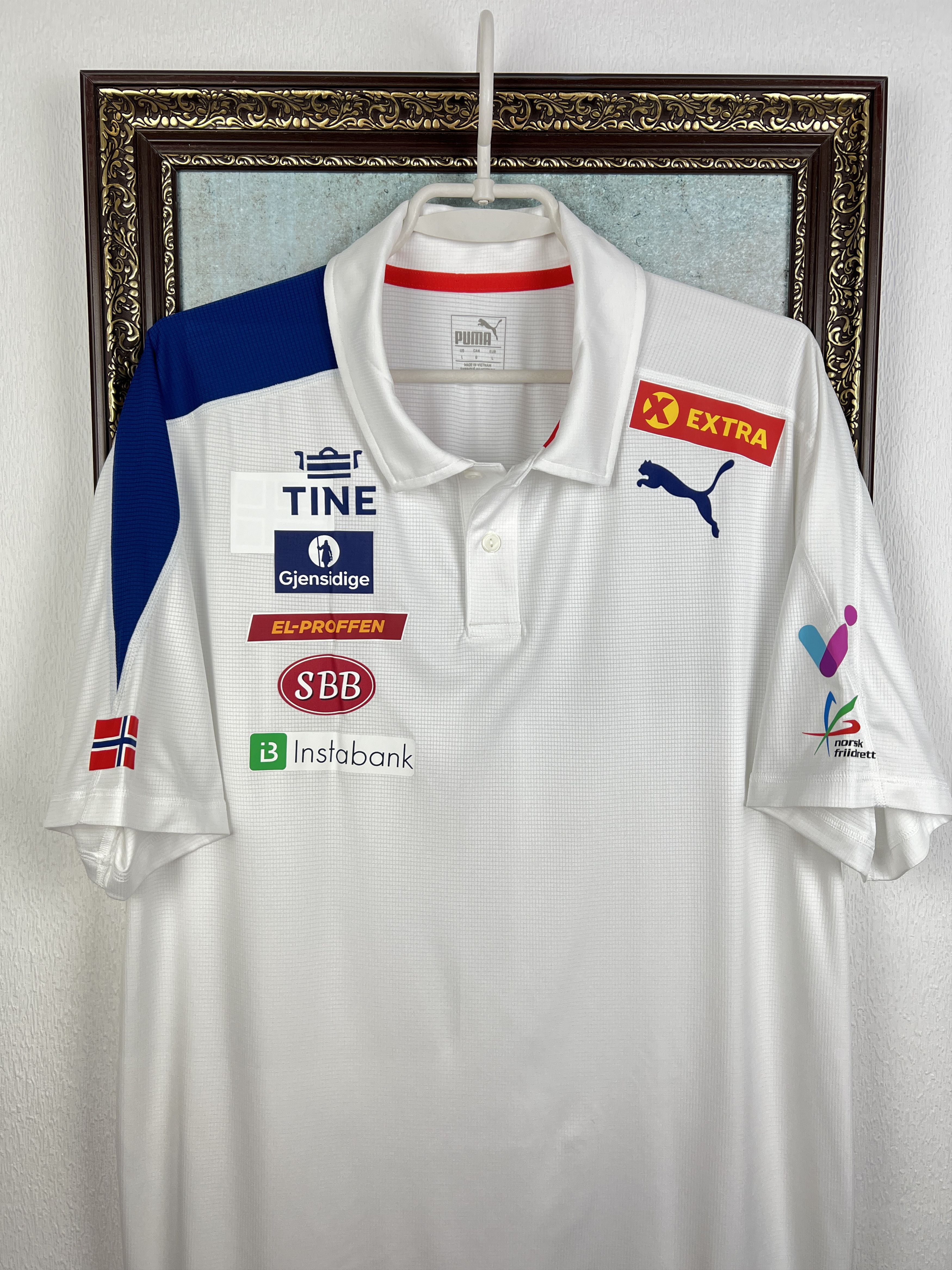 Puma Norway White Olympic Shirt Polo National Team Jersey Trikot Size US L / EU 52-54 / 3 - 2 Thumbnail