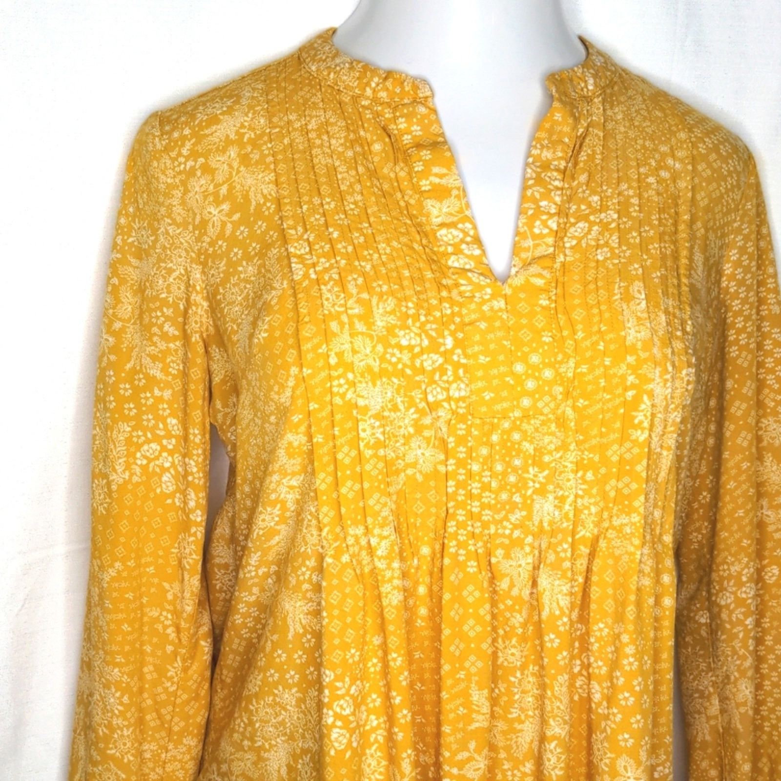 Old Navy OLD NAVY Mustard Yellow Floral Print Boho V-Neck Dress Med Size M / US 6-8 / IT 42-44 - 3 Thumbnail