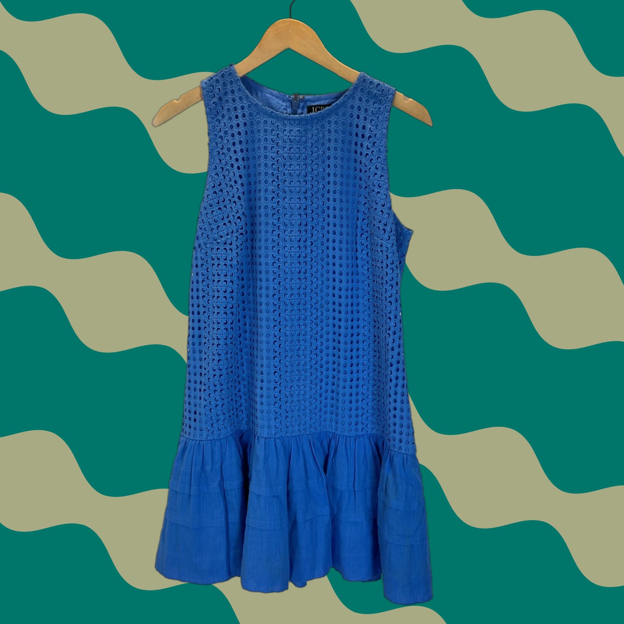 J.Crew Dress Shift Knee Length Eyelet Blue Size S Pleated Cotton Womens  Preppy - crrs.pl