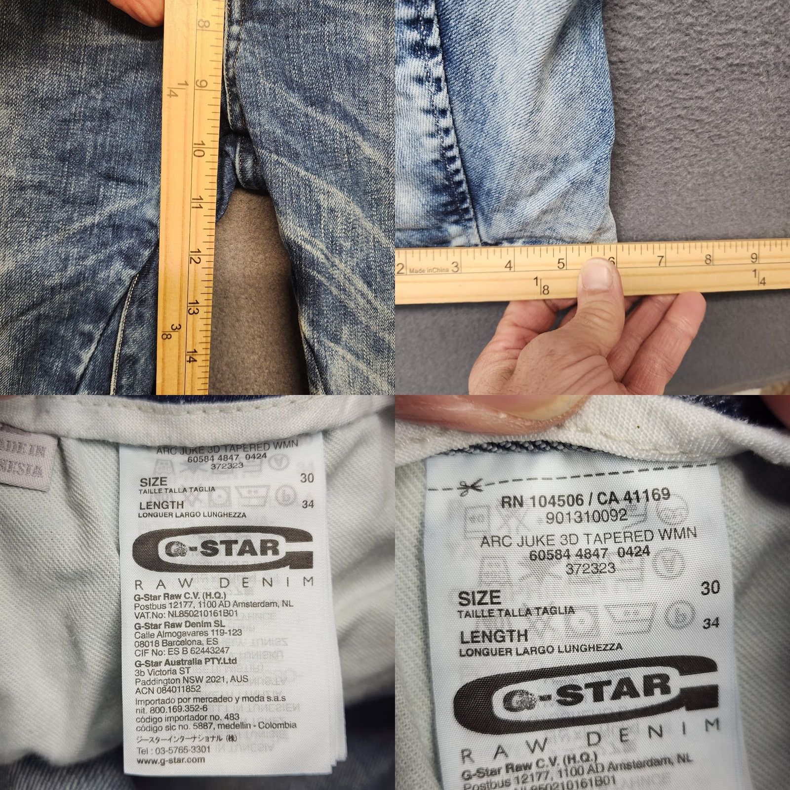 G-Star G Star Raw ARC Juke 3D Tapered Jeans Womens 30x34 Light Wash Size 30" / US 8 / IT 44 - 8 Thumbnail