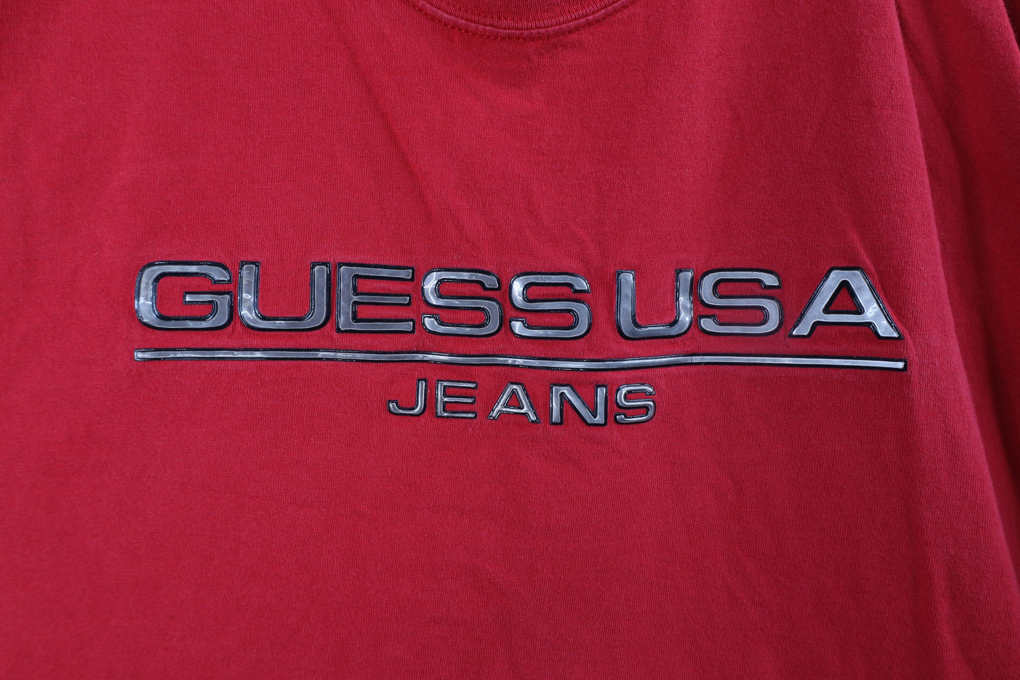 Guess × Vintage Vintage 90s Guess Spell Out Bubble Letter T-Shirt Red USA Size US XXL / EU 58 / 5 - 4 Thumbnail