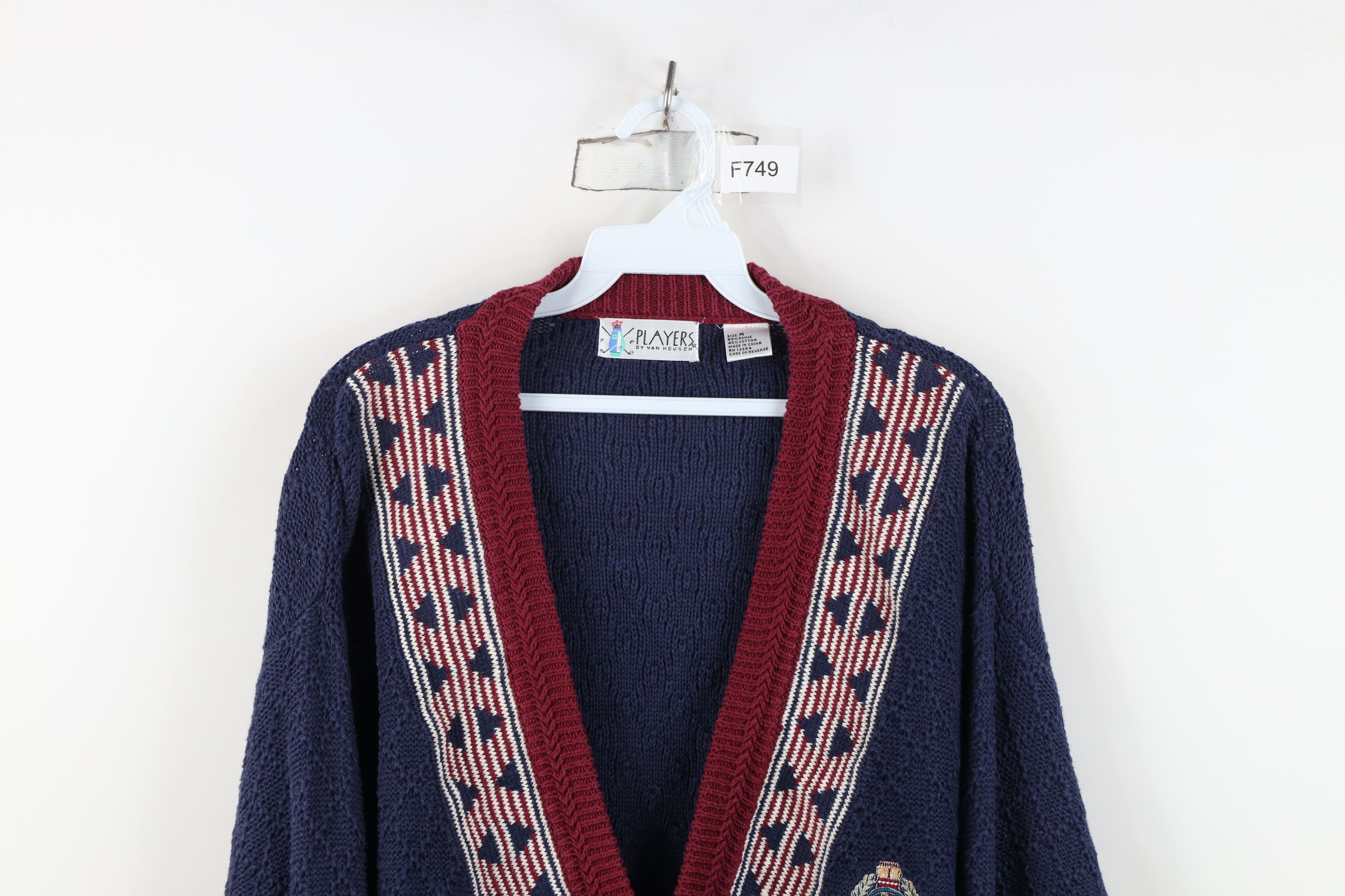 Vintage Vintage 90s Streetwear Club Diamond Knit Cardigan Sweater Size US M / EU 48-50 / 2 - 2 Thumbnail