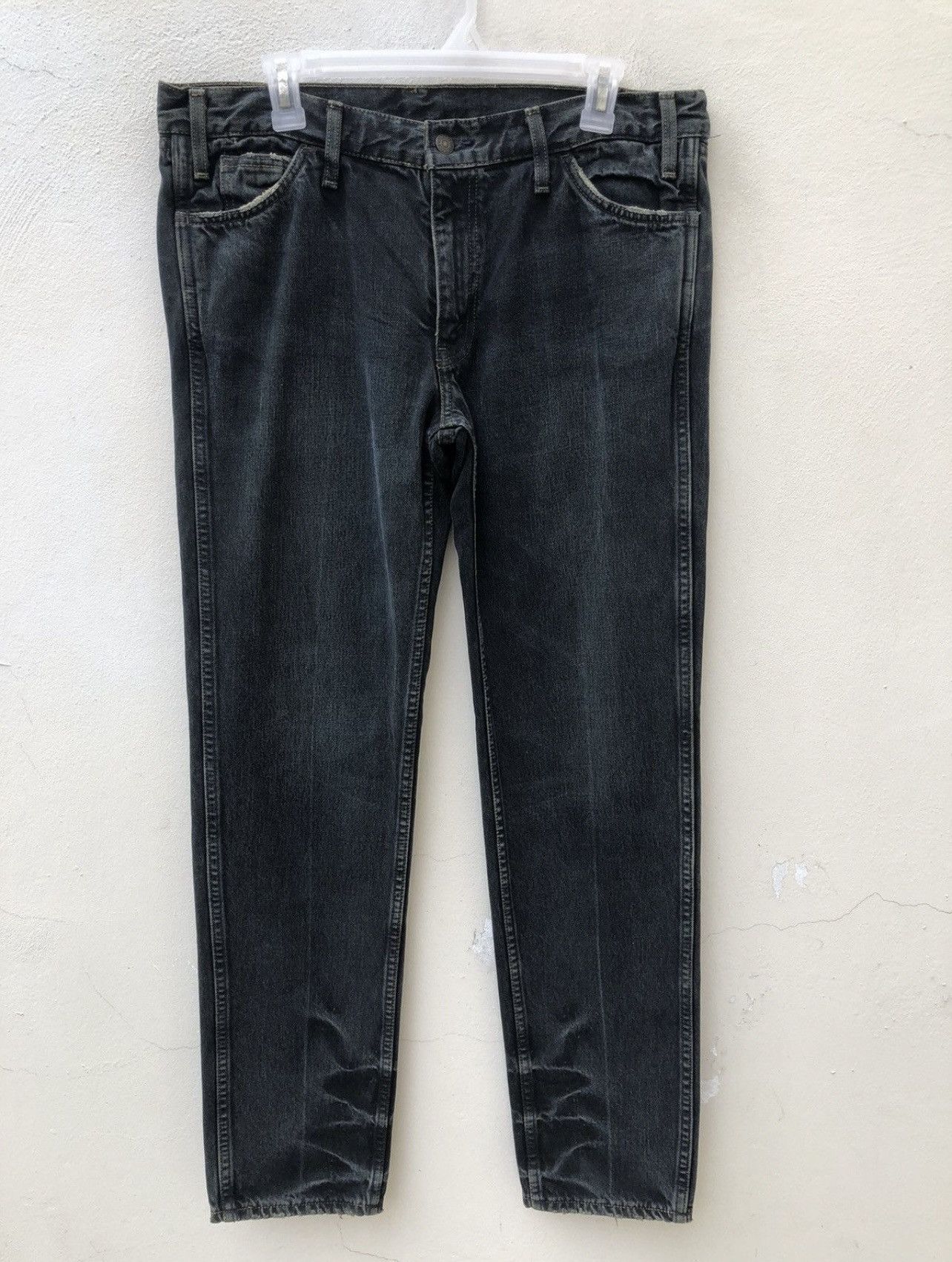 Levi's Vintage Clothing VTG 00s Levi’s 606 Big E Orange Tab Waxed Denim Slim Jeans Size US 33 - 6 Thumbnail