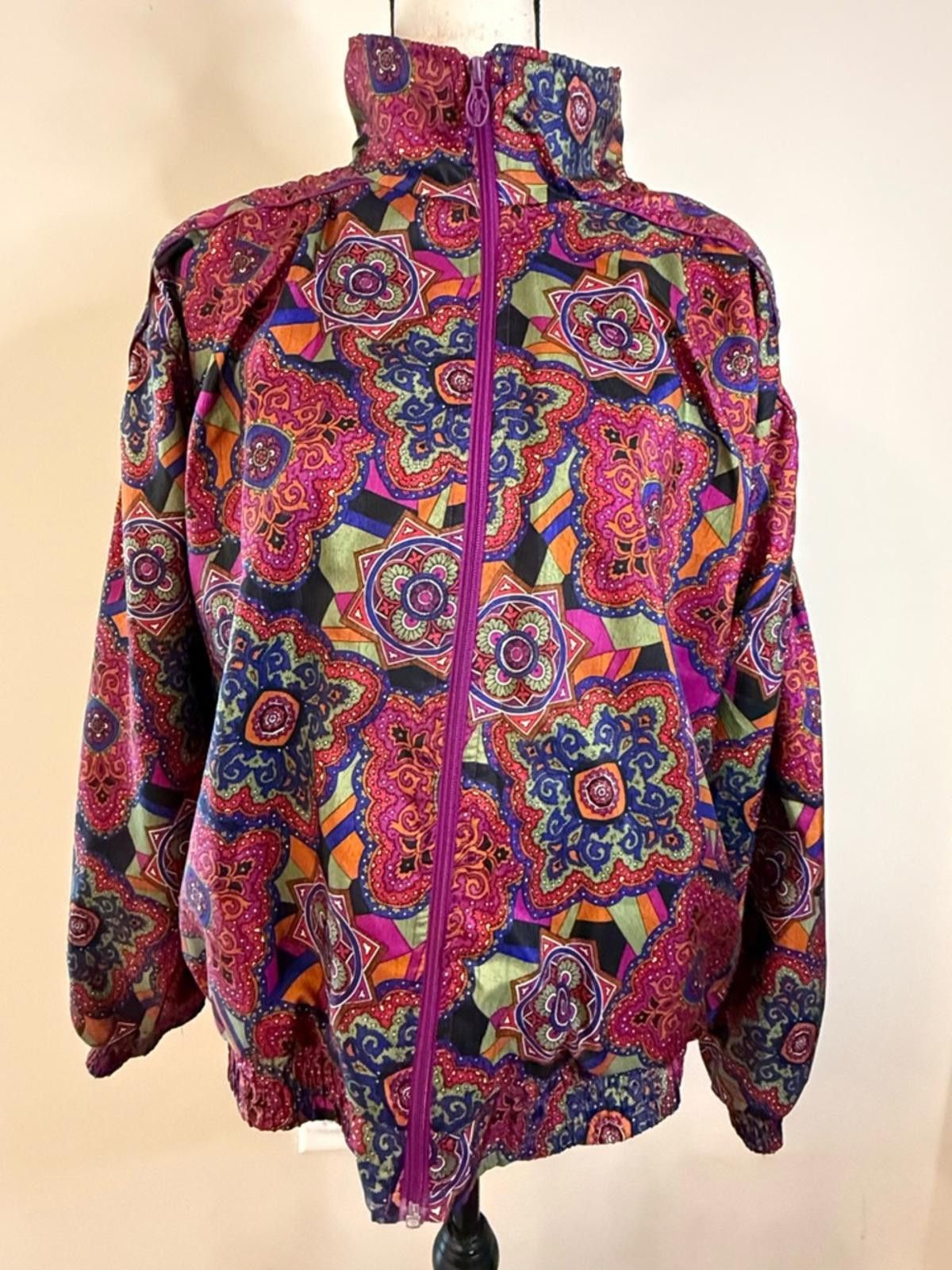 Lavenham Lavon retro 80s ornate multicolored zip up jacket SZ M Size M / US 6-8 / IT 42-44 - 5 Thumbnail