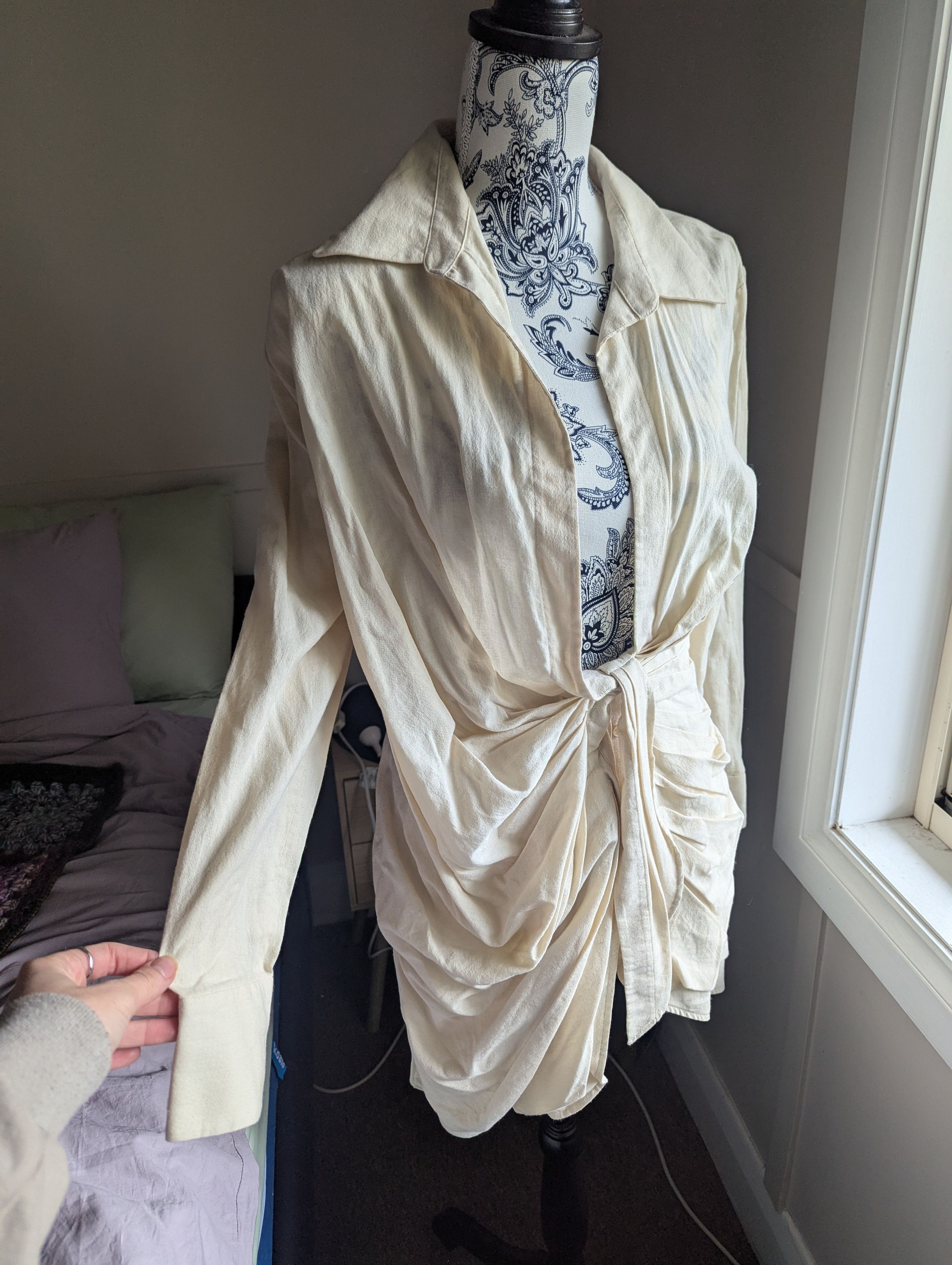 Jacquemus La Bahia Robe in Cream - ruched shirt dress Size S / US 4 / IT 40 - 2 Thumbnail