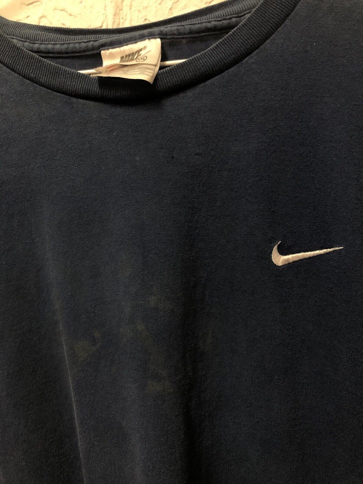 Nike × Vintage Vintage Nike T Shirt Swoosh Check Faded Navy 90s Y2K XXL Size US XXL / EU 58 / 5 - 4 Thumbnail