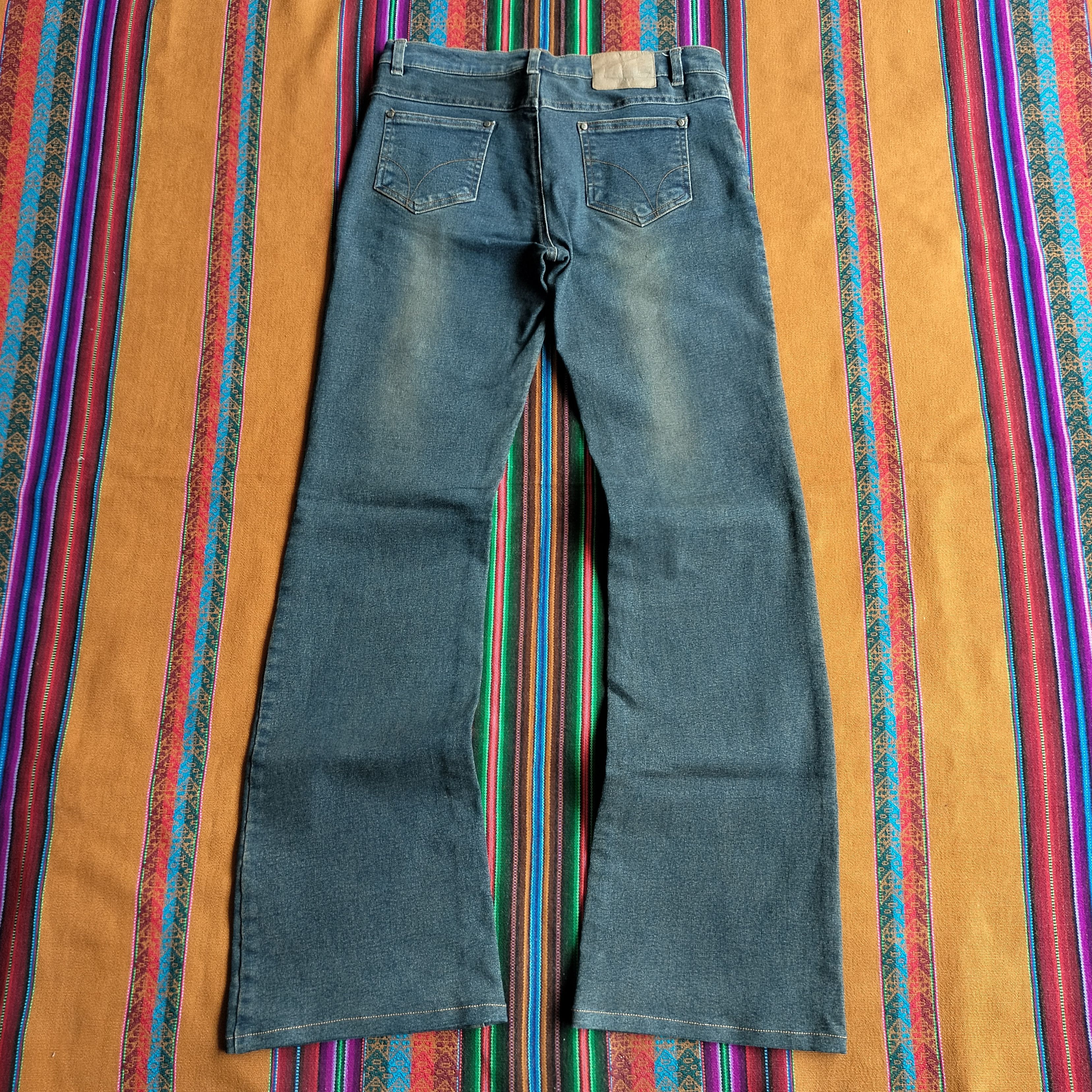 Tornado Mart Sky scraper flower Embroidery 3d mud max flare jeans Size US 30 / EU 46 - 9 Thumbnail