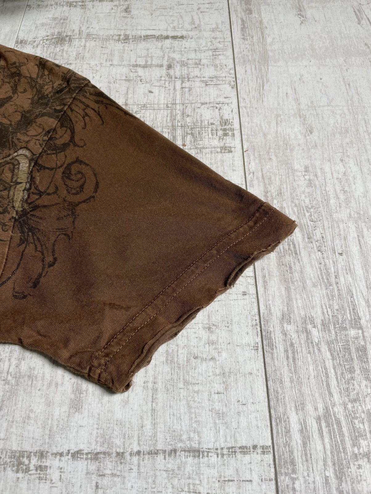 Affliction Vintage Y2K Affliction Brown T-Shirt Over Printed RARE Size US M / EU 48-50 / 2 - 7 Thumbnail