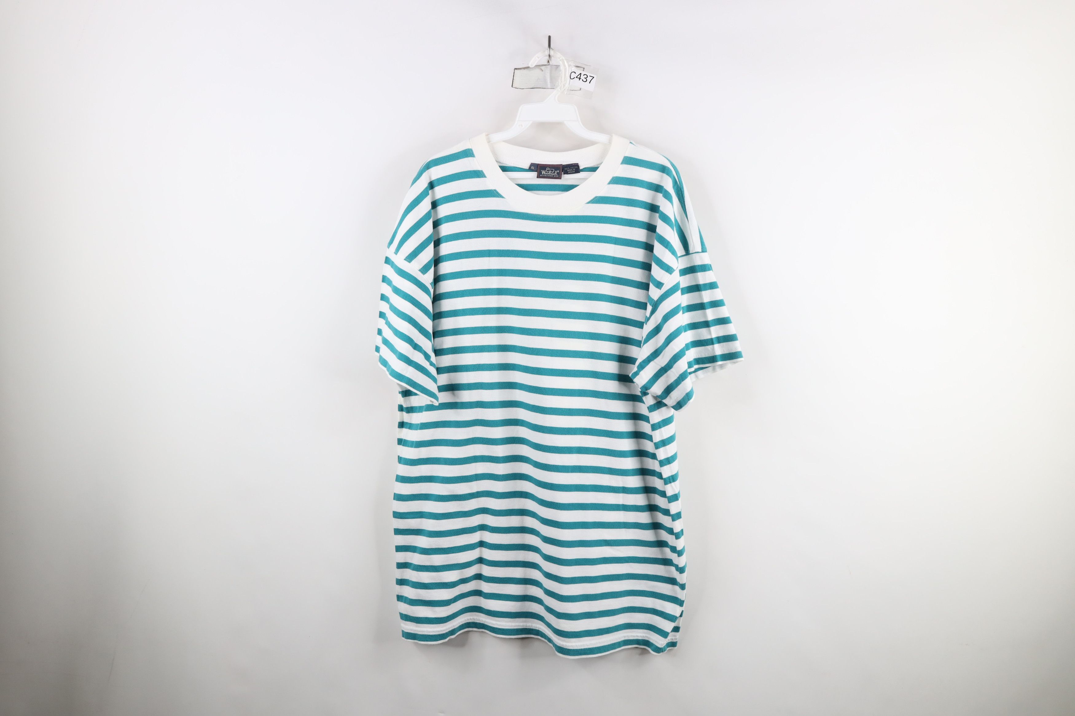 Vintage × Woolrich Woolen Mills Vintage 90s Woolrich Striped Block Short Sleeve T-Shirt Size US XL / EU 56 / 4 - 1 Thumbnail