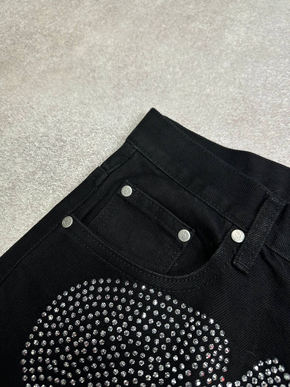 Southpole Vintage Skeleton Bones Rhinestones Black Jeans Pants S Size US 31 - 4 Thumbnail