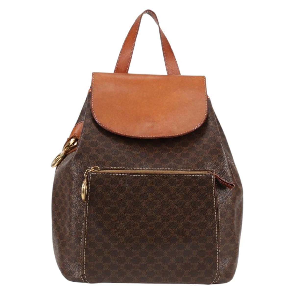 Celine CELINE Macadam Canvas Backpack Pvc Leather Brown Gold Size ONE SIZE - 2 Thumbnail