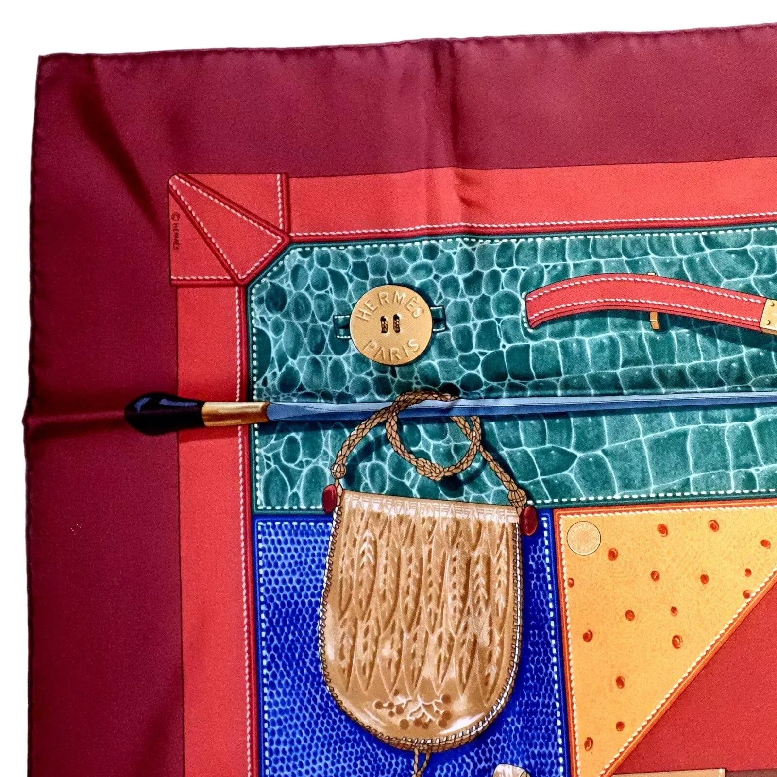 Hermes Hermes Brick Red Tout Cuir Vintage 90cm Silk Scarf Size ONE SIZE - 4 Thumbnail
