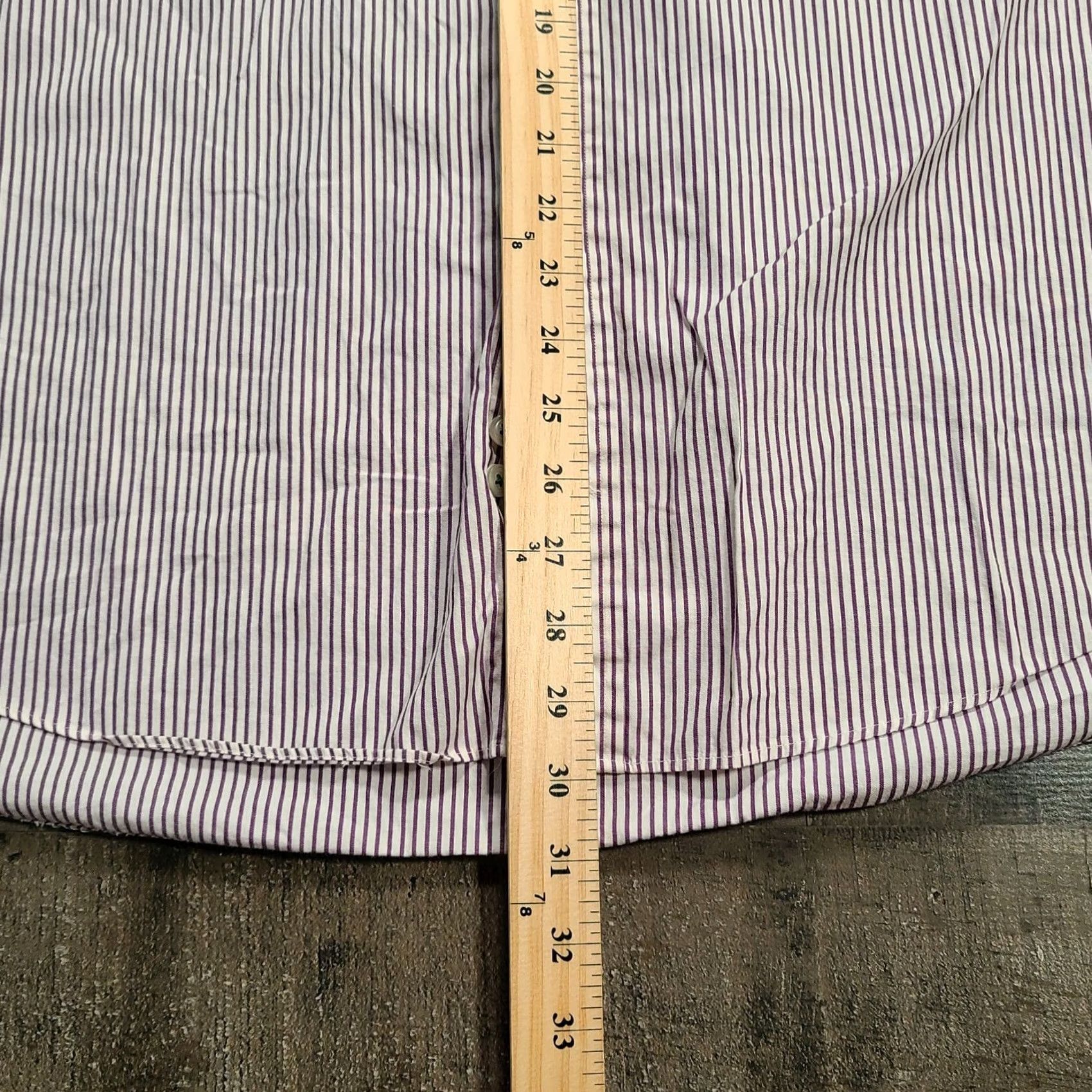 Tommy Hilfiger Tommy Hilfiger Dress Shirt Mens 17 Purple Pinstripe Button-Down Long Sleeves Size 46R - 8 Thumbnail