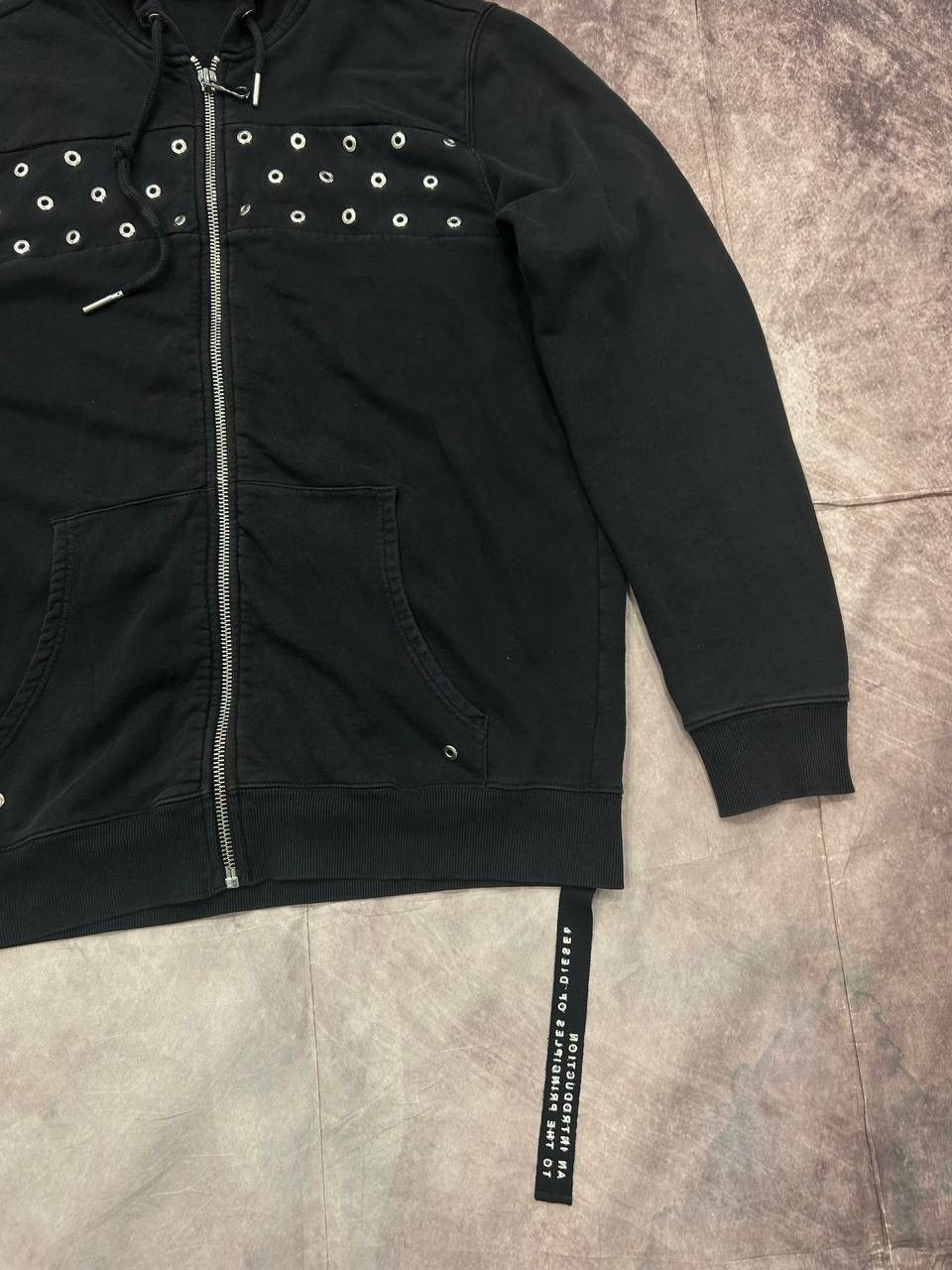 Diesel Diesel Black Eyelet Hoodie – Grommet Detail Japanese Style Size US XL / EU 56 / 4 - 5 Thumbnail