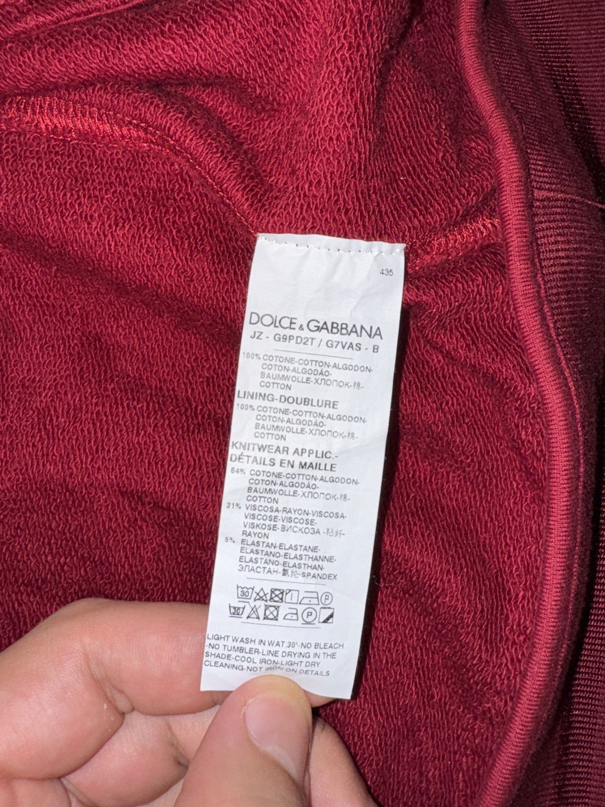 Dolce & Gabbana Dolce & Gabbana Red Cotton Hoodie Size US L / EU 52-54 / 3 - 7 Thumbnail