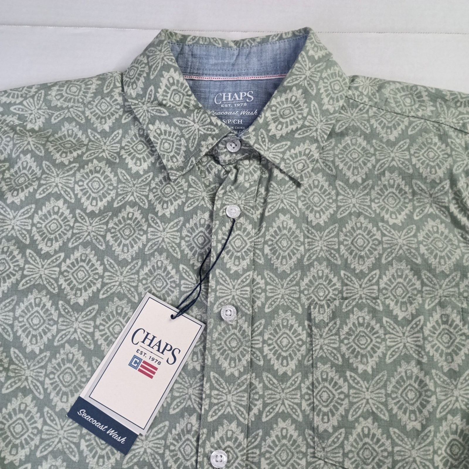 Chaps Chaps Seacoast Wash Chambray Woven Shirt Men's S Green Size US S / EU 44-46 / 1 - 2 Thumbnail