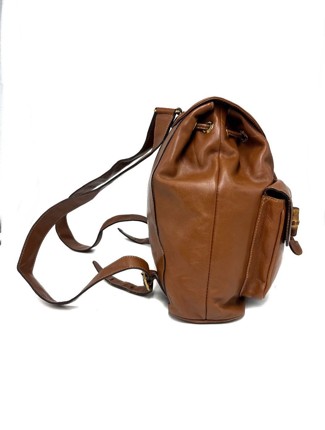 Gucci Authentic Gucci Brown Leather Bamboo Backpack Size ONE SIZE - 4 Thumbnail