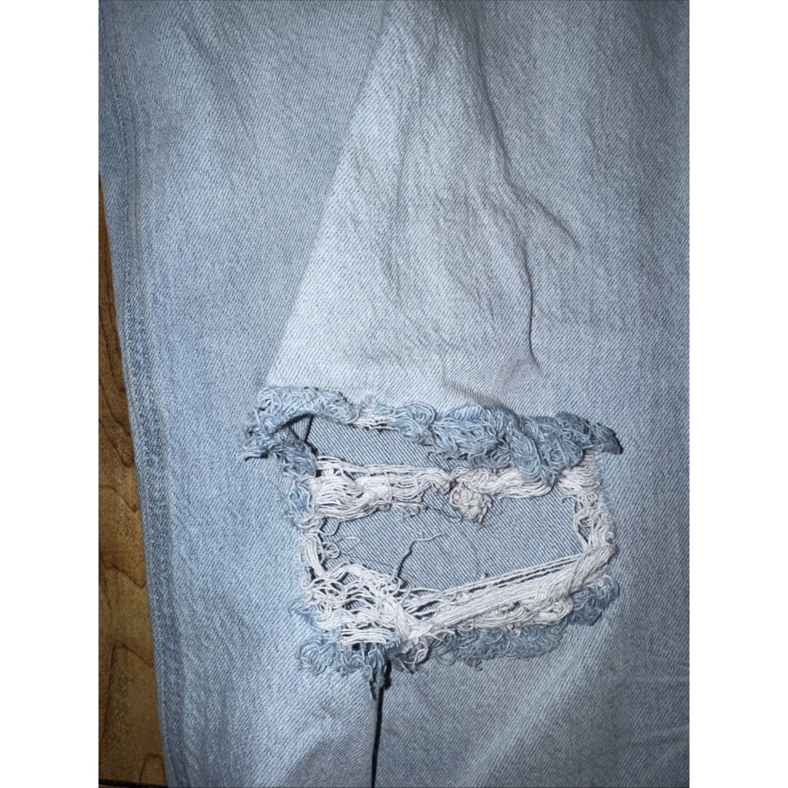 H&M Women’s H&M Ripped Baggy Jeans Light Blue Size 6 28x29 Y2K Size 28" / US 6 / IT 42 - 2 Thumbnail