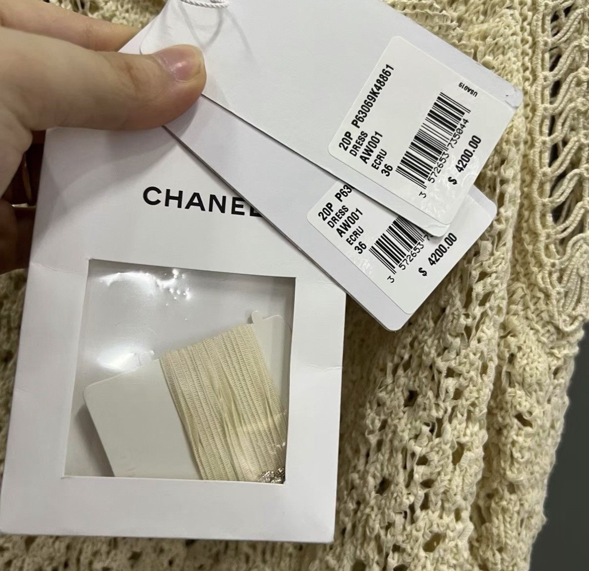 Chanel CHANEL 20P beige floral hollow-out dress J41 Size XS / US 0-2 / IT 36-38 - 5 Thumbnail