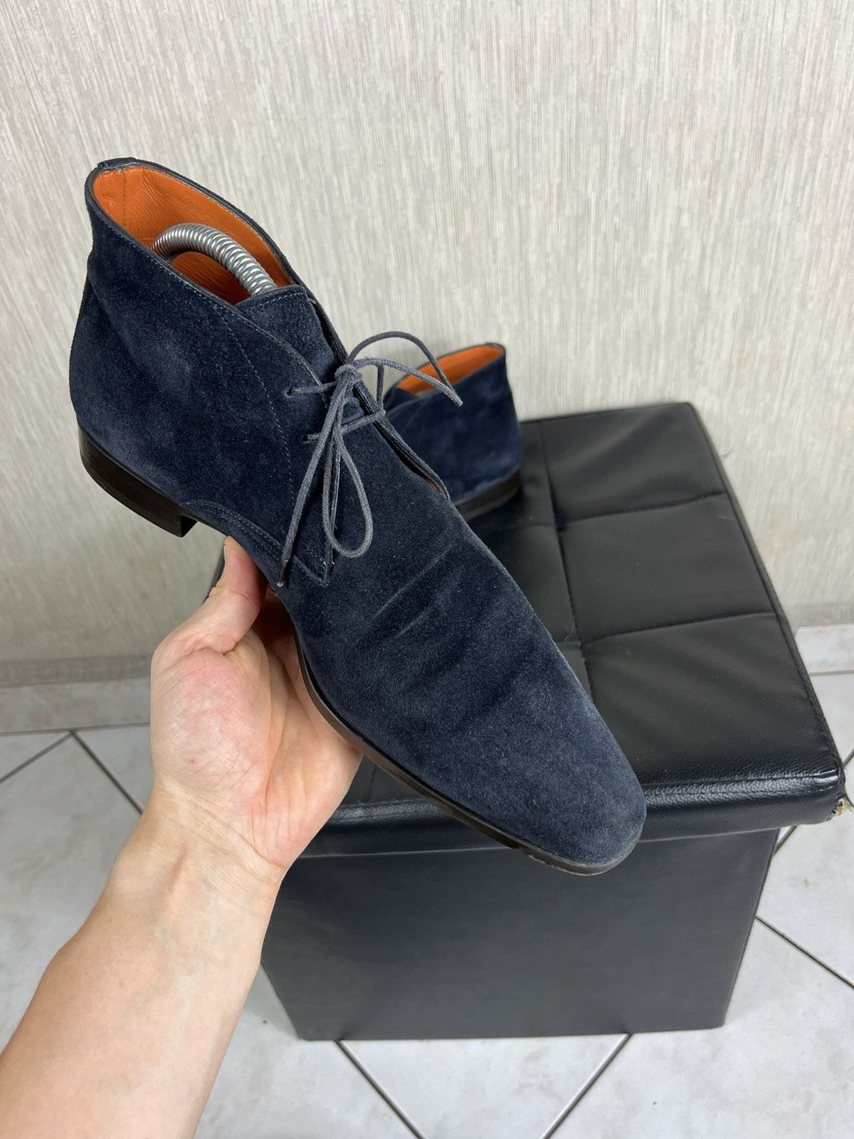 Santoni Santoni for Oger suede leather high top boots shoes handmade Size US 8.5 / EU 41-42 - 12 Thumbnail
