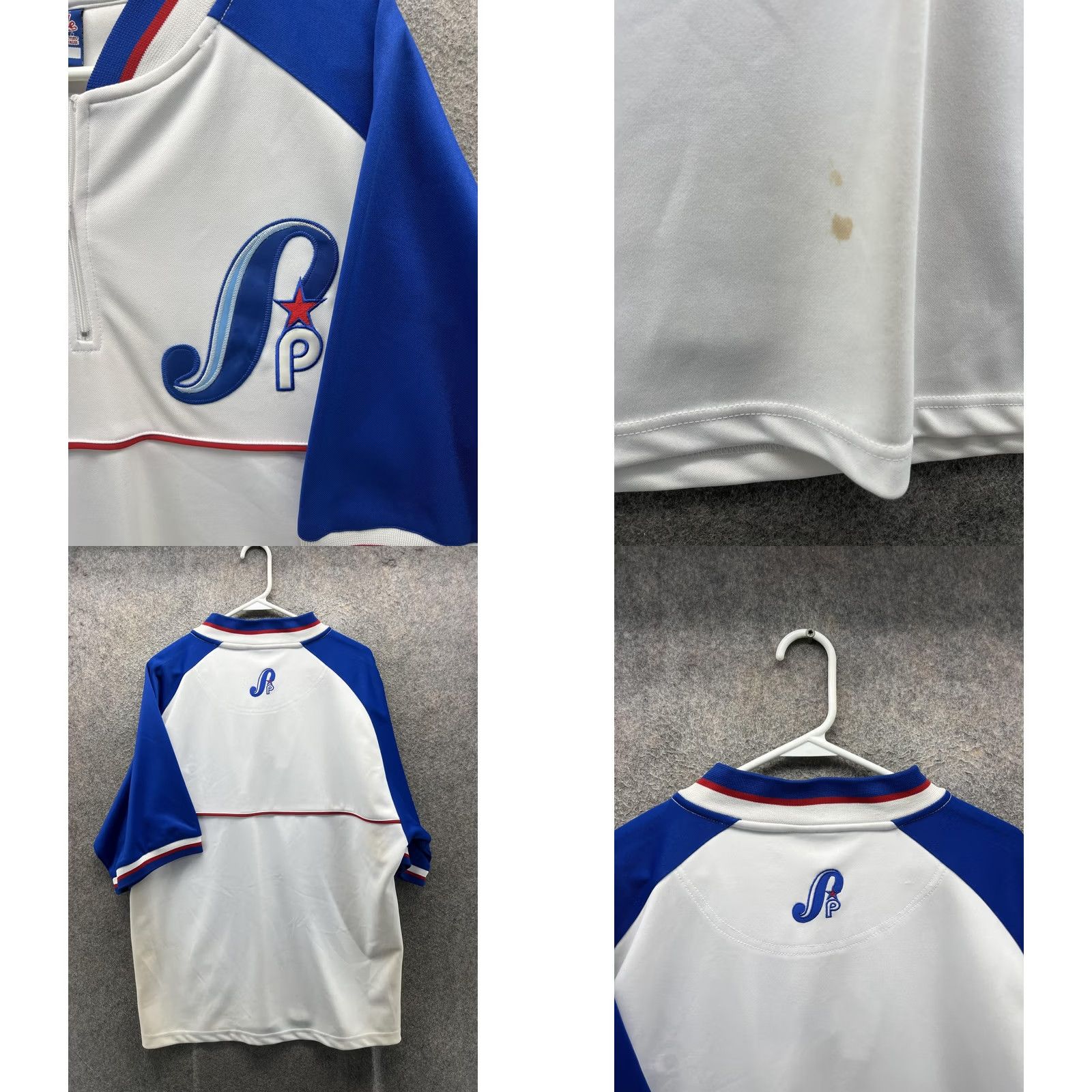 Southpole Southpole Shirt Mens Large White Blue 1/4 Zip Baseball Jersey Raglan Top Size US L / EU 52-54 / 3 - 8 Thumbnail