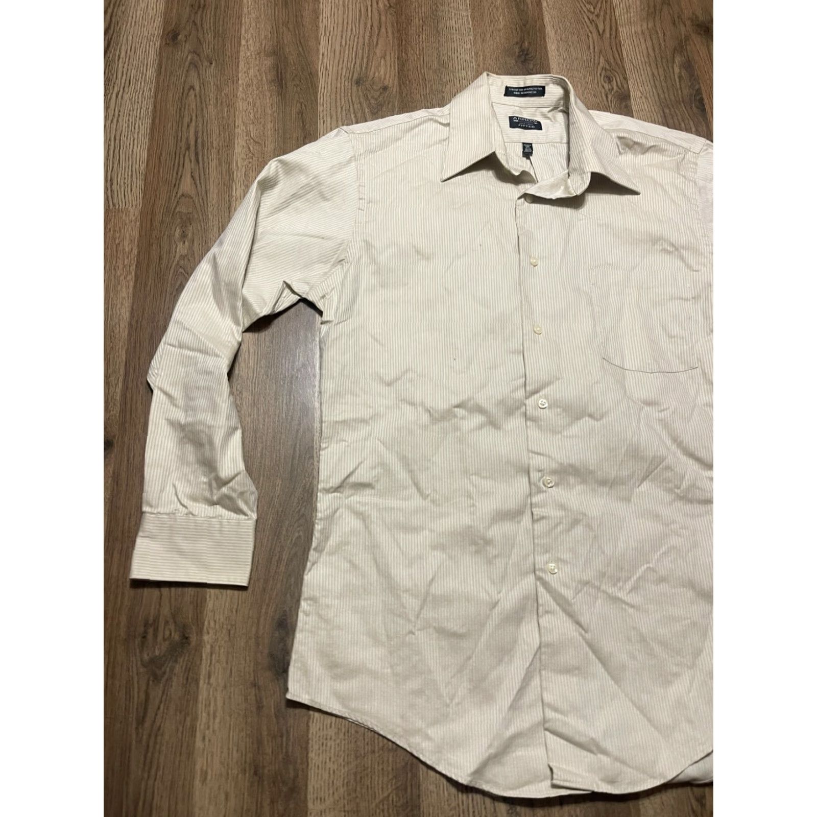 Arrow Arrow Shirt Men's Size Medium 15.5 32/33 Tan Striped Button Up Fitted Size US M / EU 48-50 / 2 - 3 Thumbnail