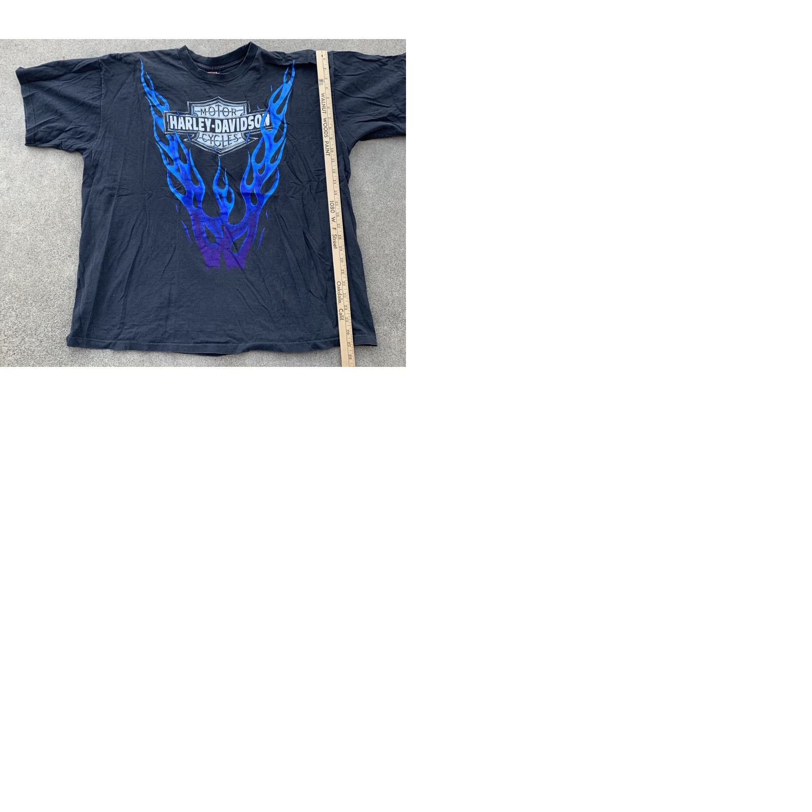 Harley Davidson VINTAGE Harley-Davidson t-shirt Men 3XL Black graphic tee 1993 90th anniversary blue flames USA Stockon (Stockton) XXXL Size US XXL / EU 58 / 5 - 9 Thumbnail