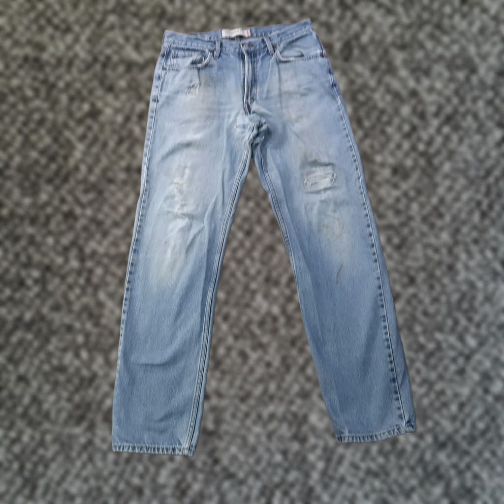 Levi's VINTAGE Levi's 550 Relaxed Straight Jeans Men's 34x36 Blue Denim Distressed Pants 5-Pocket Logo Zipper Button Belt Loops Cotton Denim Regular 34 Waist Size US 34 / EU 50 - 1 Thumbnail