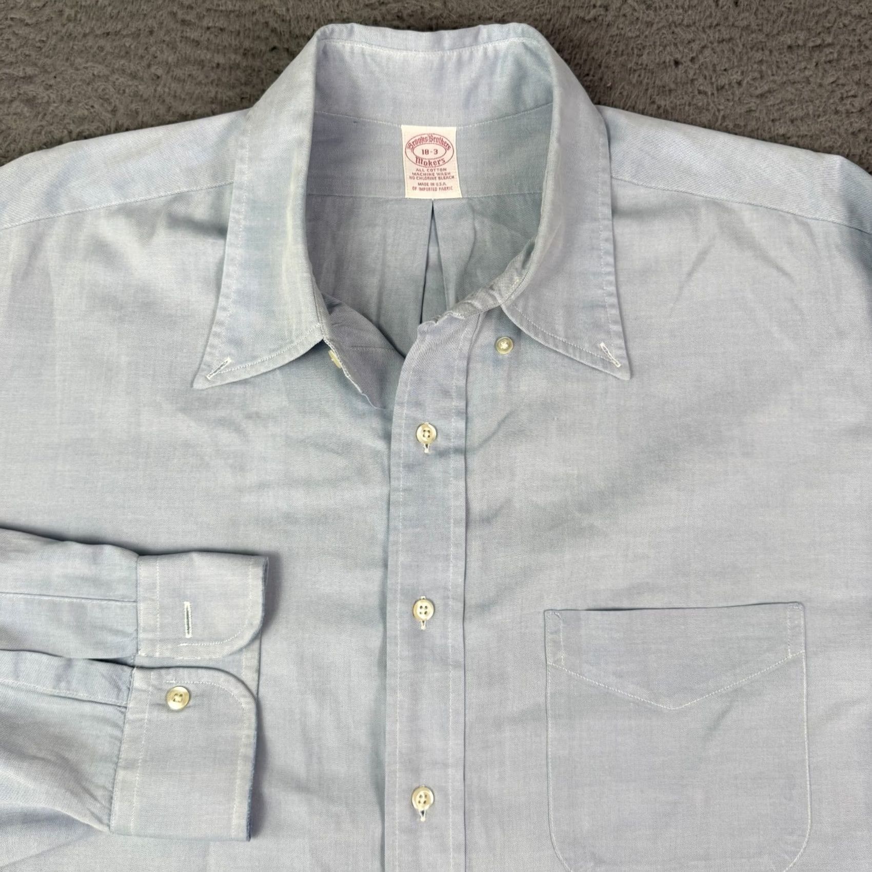 Brooks Brothers VINTAGE Brooks Brothers Makers Button Down Shirt Mens 18-3 Blue USA Made 80s Size US XXL / EU 58 / 5 - 2 Thumbnail