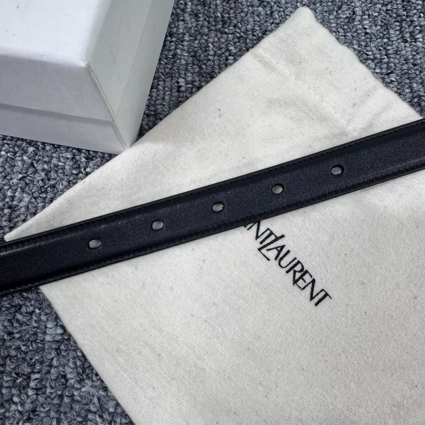 Saint Laurent Paris SLP Classic Black & Gold Buckle Skinny Belt 99 New Size 65 Size ONE SIZE - 6 Thumbnail
