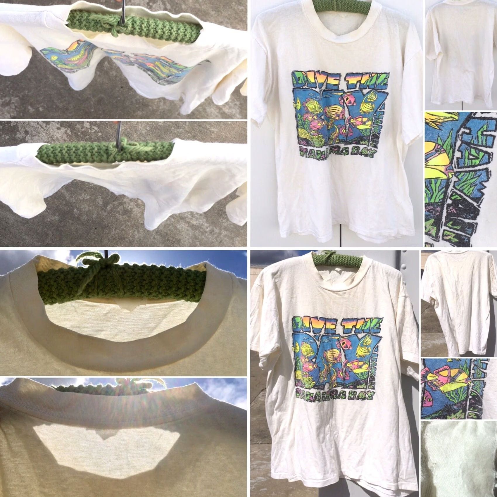 Vintage Vintage Dive Hanauma Bay Hawaii Neon Graphics Tee Single Stitch L XL 80s 90s Mens White Cotton Graphic Tee Beachwear Sportswear Mar9 Size US L / EU 52-54 / 3 - 3 Thumbnail