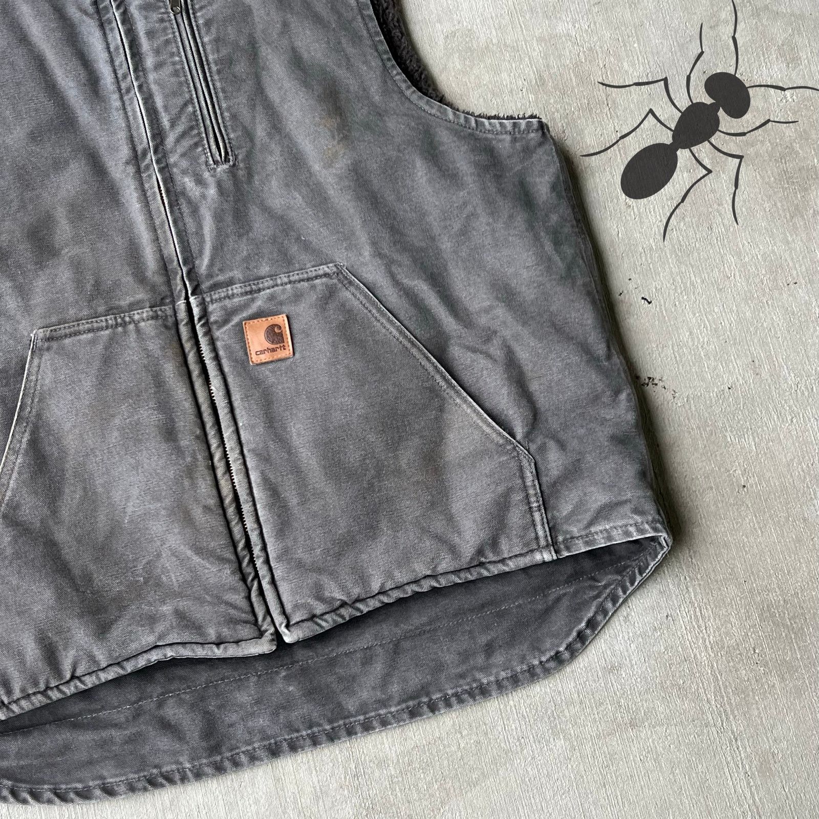 Carhartt × Vintage Carhartt V33 GVL gray sherpa lined work wear vest Size US L / EU 52-54 / 3 - 3 Thumbnail