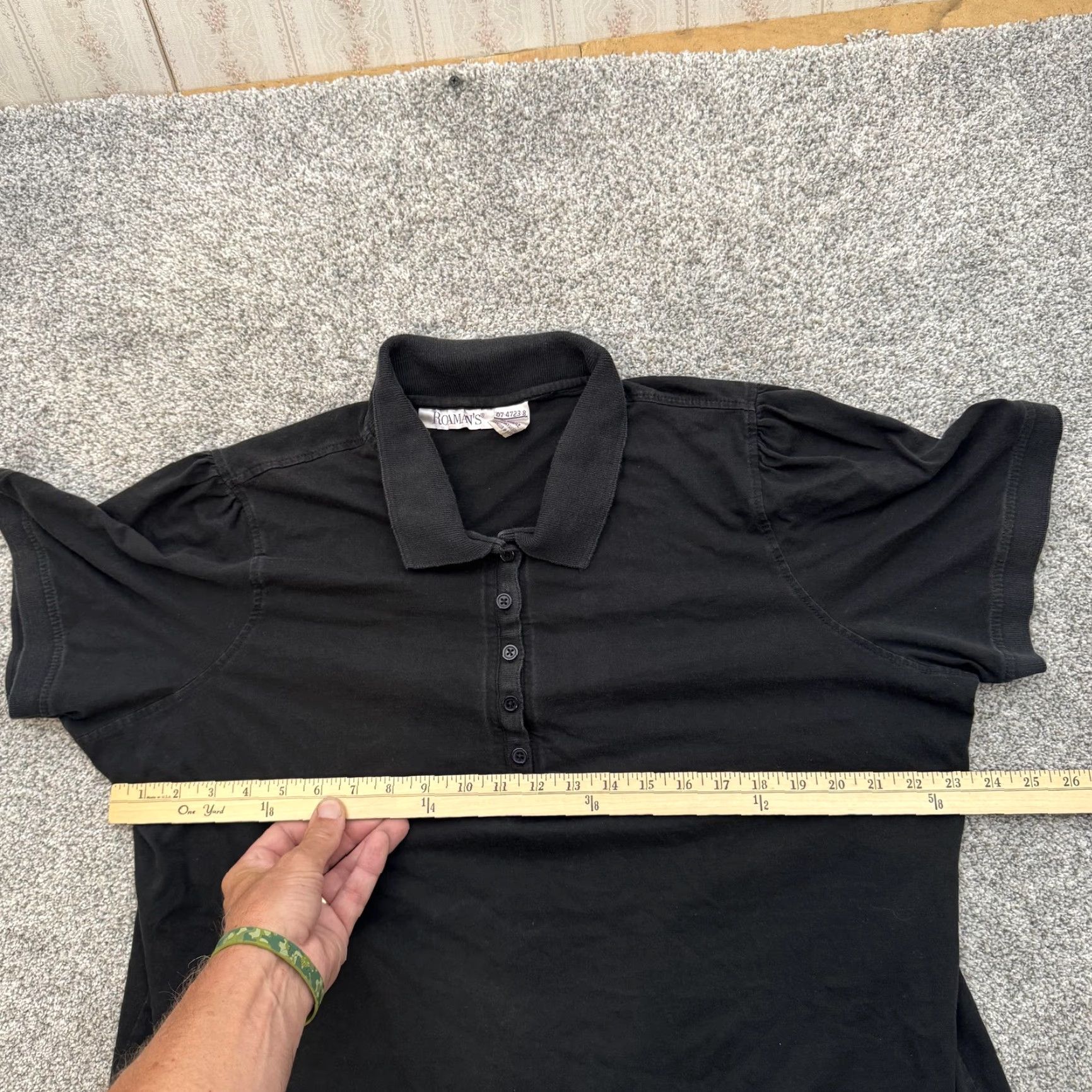 Vintage Romans Polo Shirt Womens 1X Black Short Sleeve Cotton Plus Size Top Size XL / US 12-14 / IT 48-50 - 3 Thumbnail